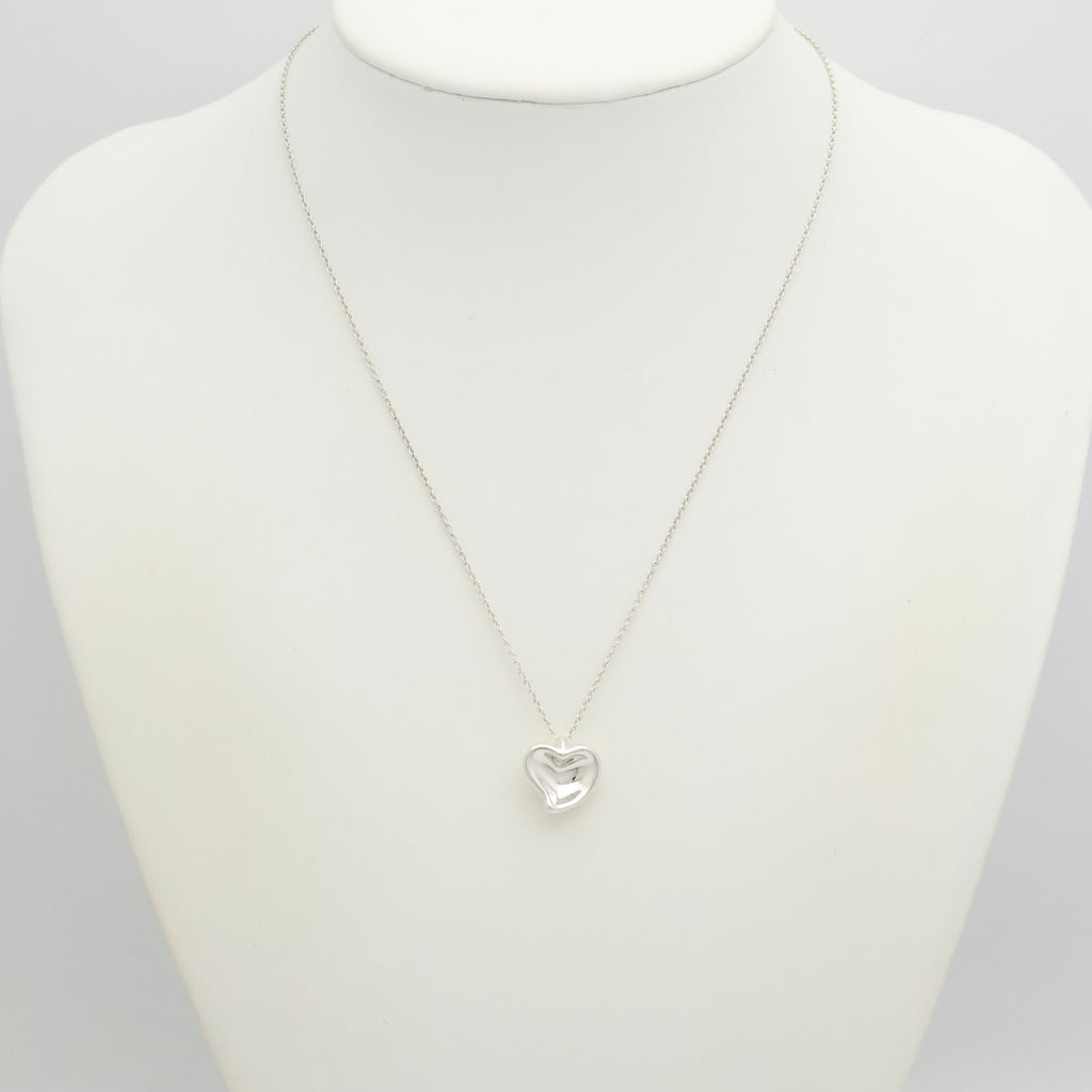 Tiffany & Co. Peretti Curved Full Heart Necklace Sterling Silver 925