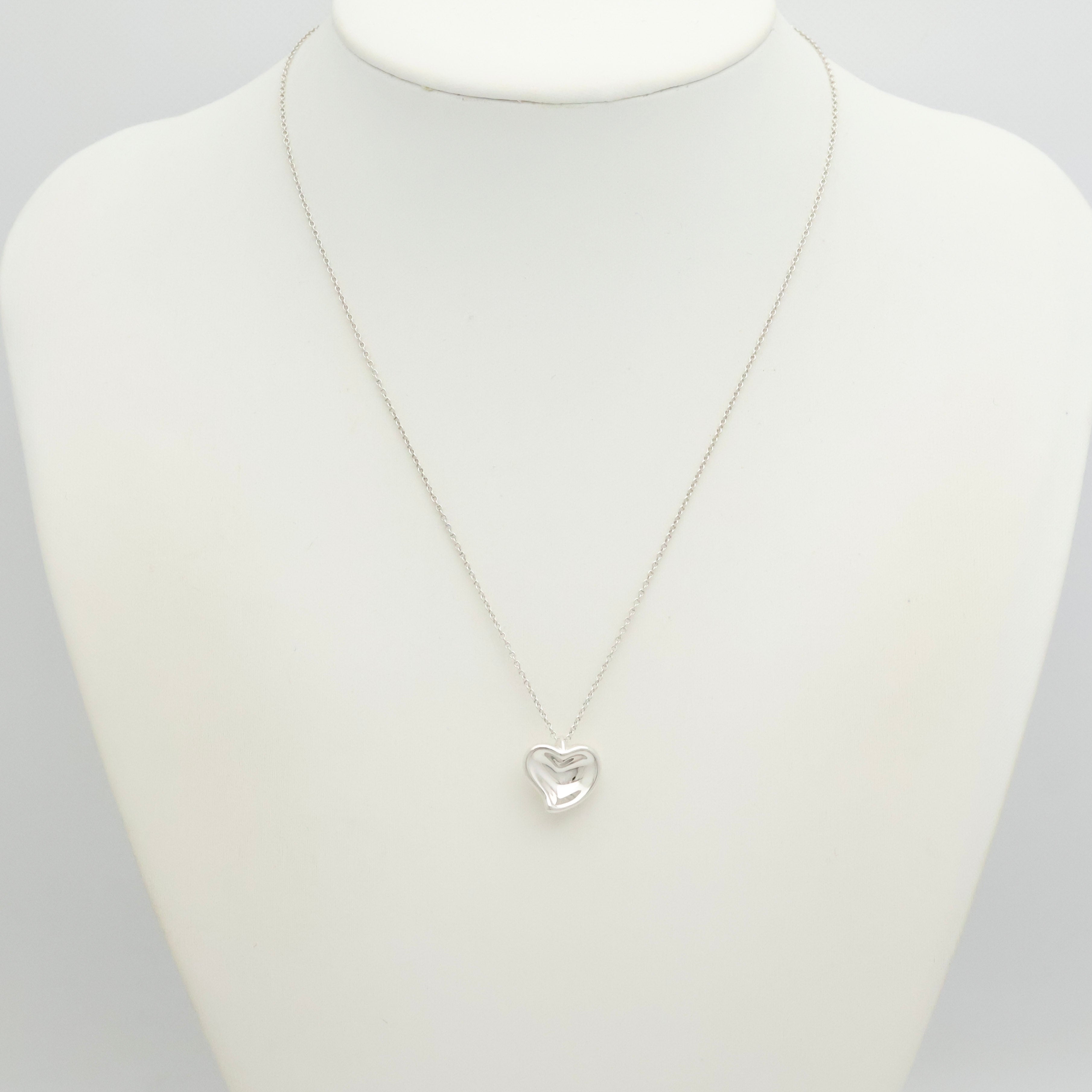 Tiffany & Co. Peretti Curved Full Heart Necklace Sterling Silver 925