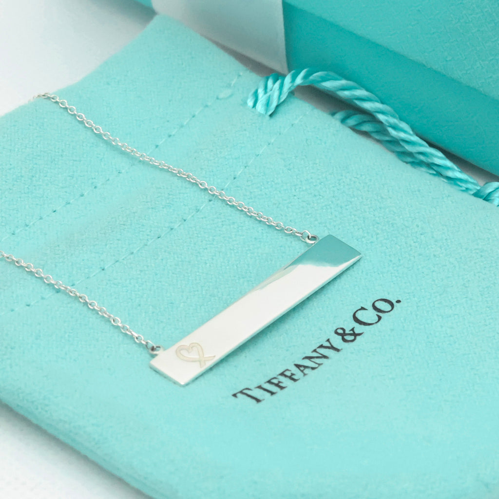 Tiffany & Co. Picasso Loving Heart Bar Necklace Sterling Silver 925