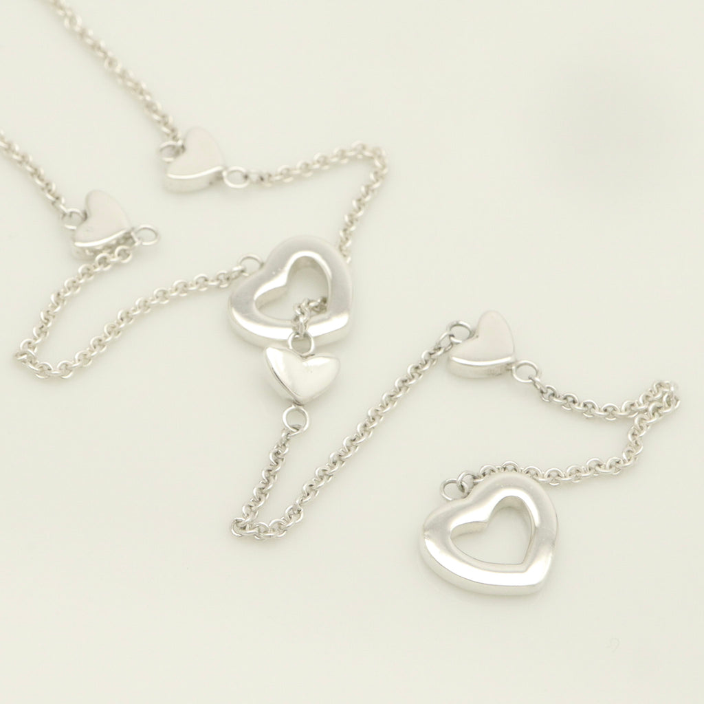 Tiffany & Co. Heart Link Lariat Necklace Pendant Sterling Silver 925