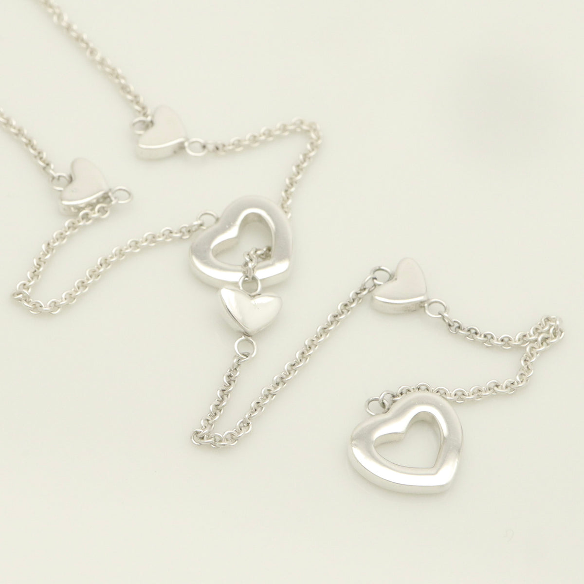 Tiffany & Co. Heart Link Lariat Necklace Pendant Sterling Silver 925