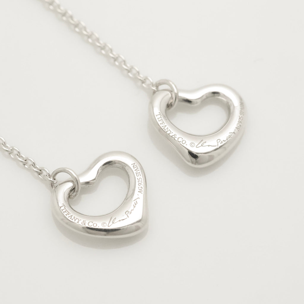 Tiffany & Co Elsa Peretti Open Heart Drop Dangle Earrings Sterling Silver 925