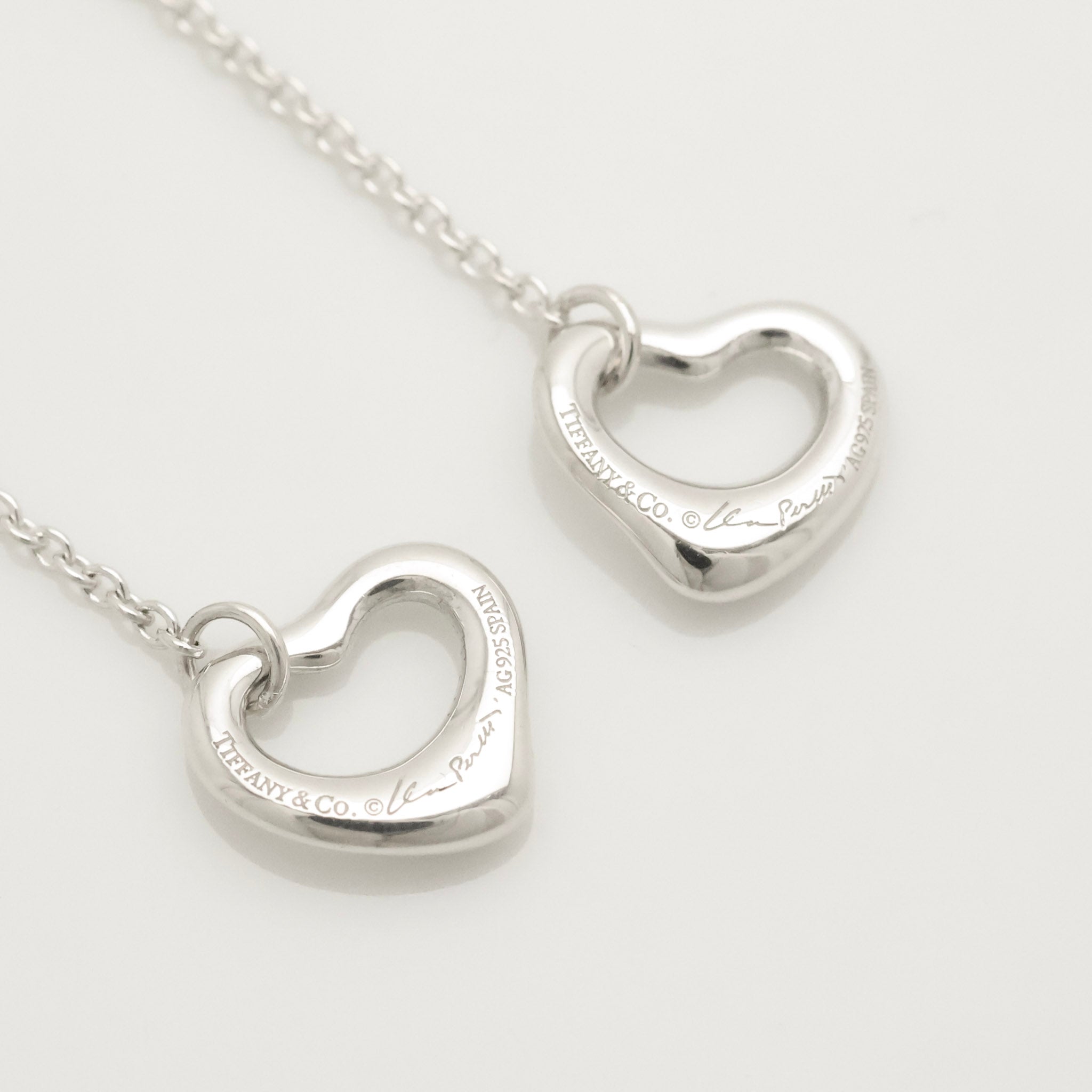 Tiffany & Co Elsa Peretti Open Heart Drop Dangle Earrings Sterling Silver 925