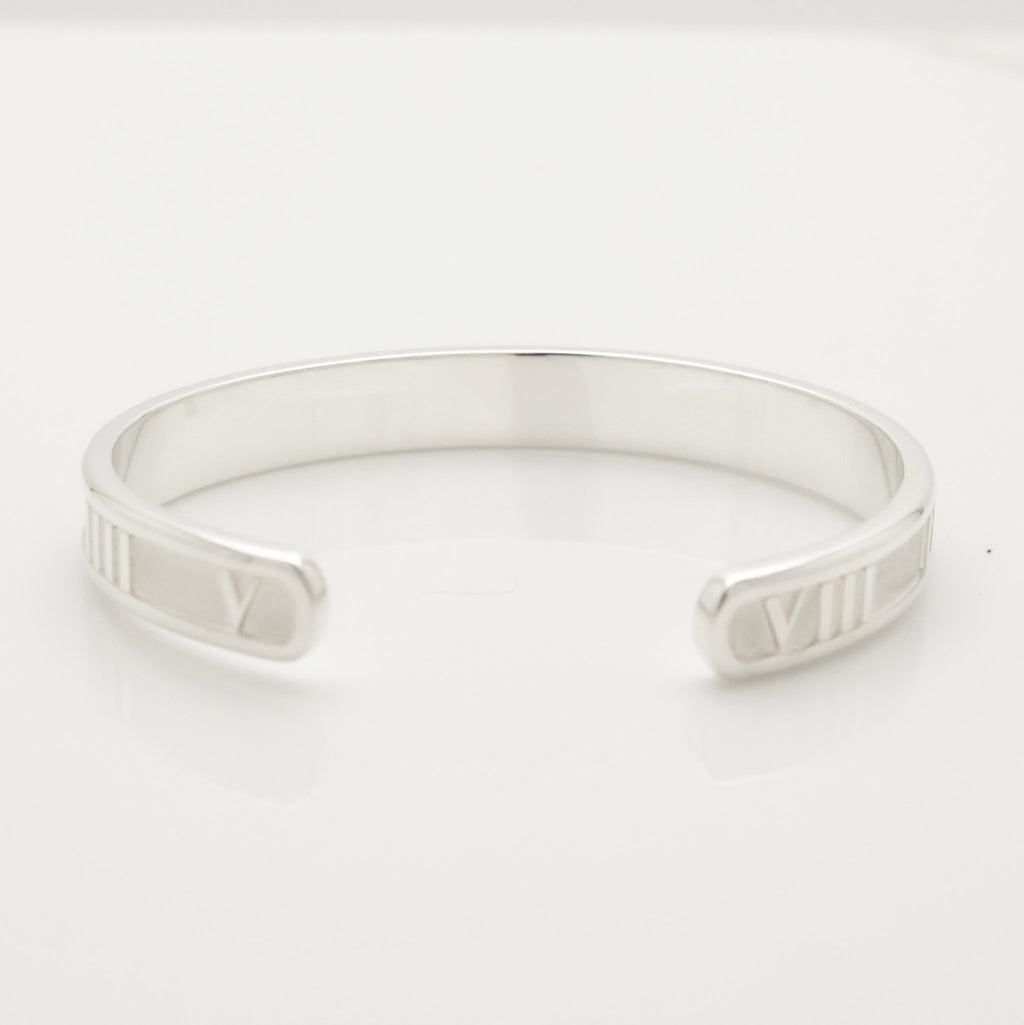 Tiffany & Co. Atlas Roman Numerals Cuff Bangle Bracelet Sterling Silver 925