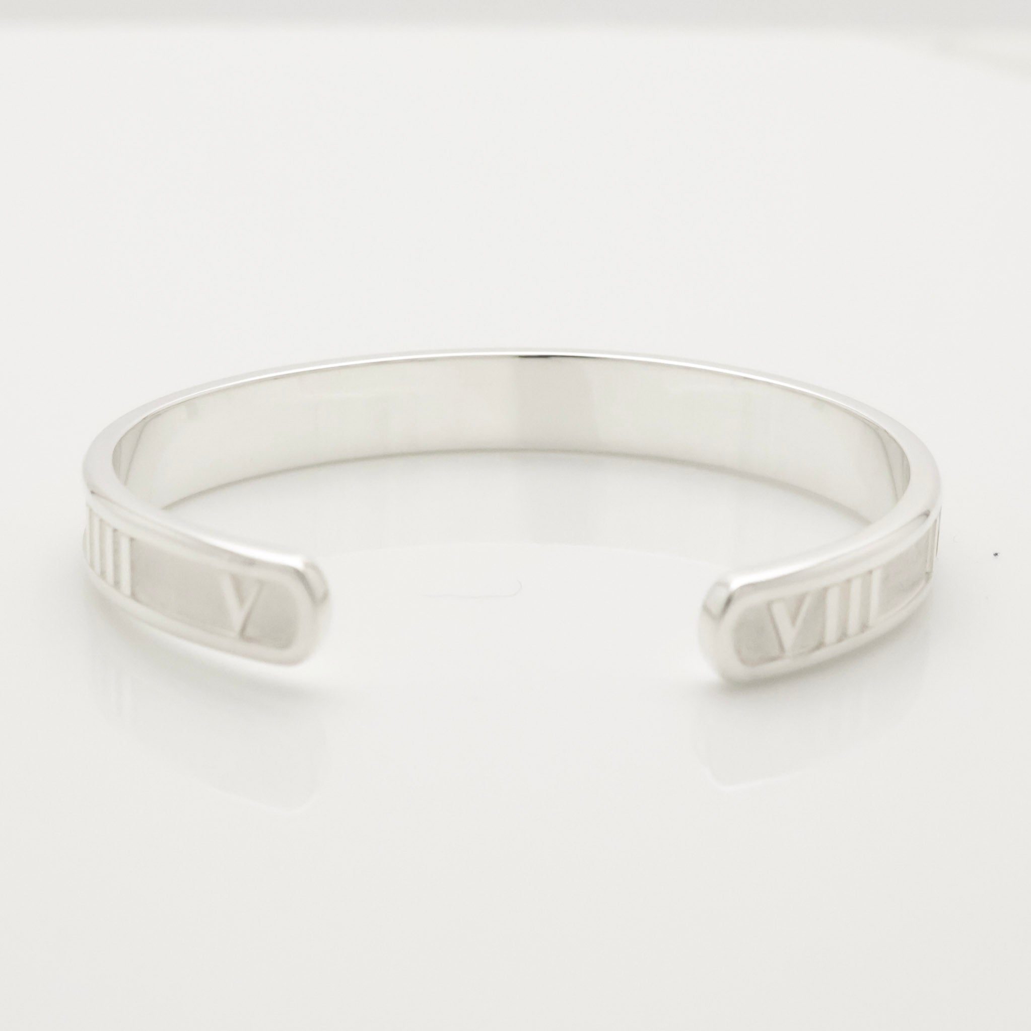 Tiffany & Co. Atlas Roman Numerals Cuff Bangle Bracelet Sterling Silver 925