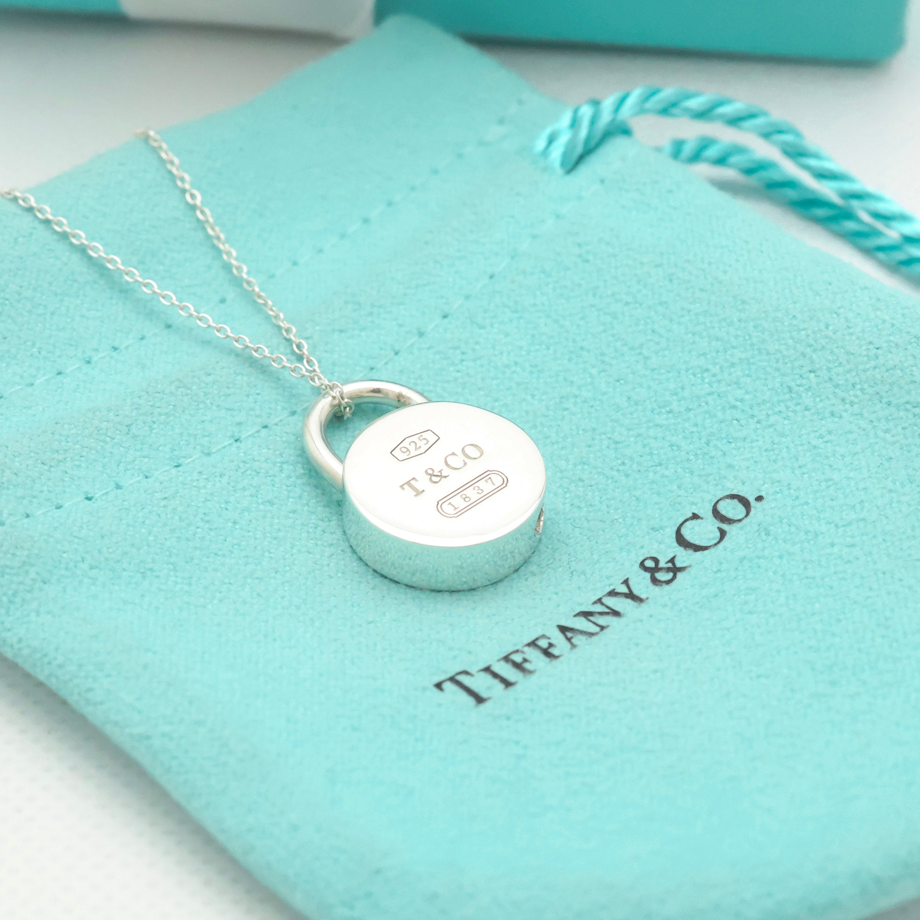 Tiffany & Co. 1837 Round Lock Padlock Pendant Necklace Sterling Silver 925