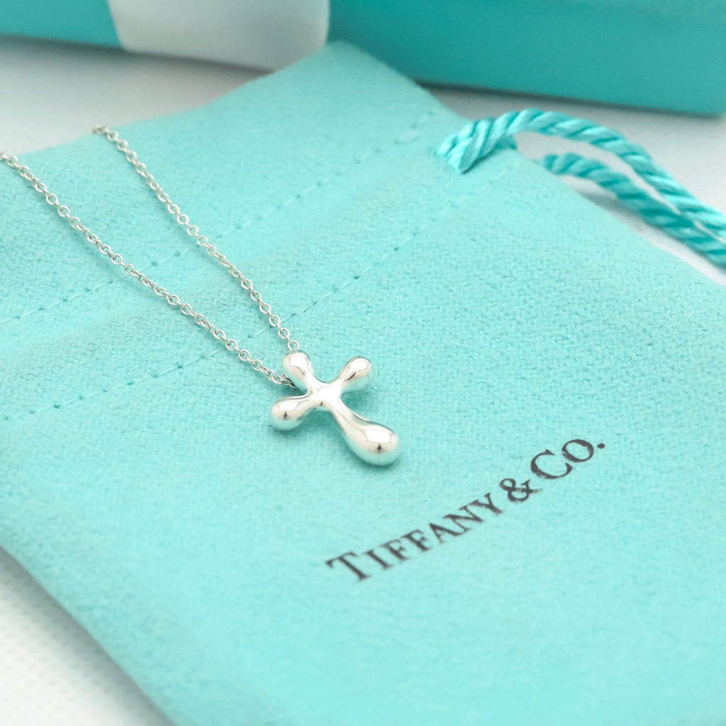  Tiffany & Co. Small Cross Pendant Necklace  Sterling Silver 925 