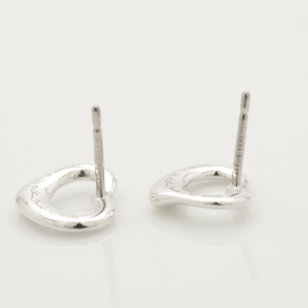Tiffany & Co. Elsa Peretti Open Heart Stud Earrings Sterling Silver 925