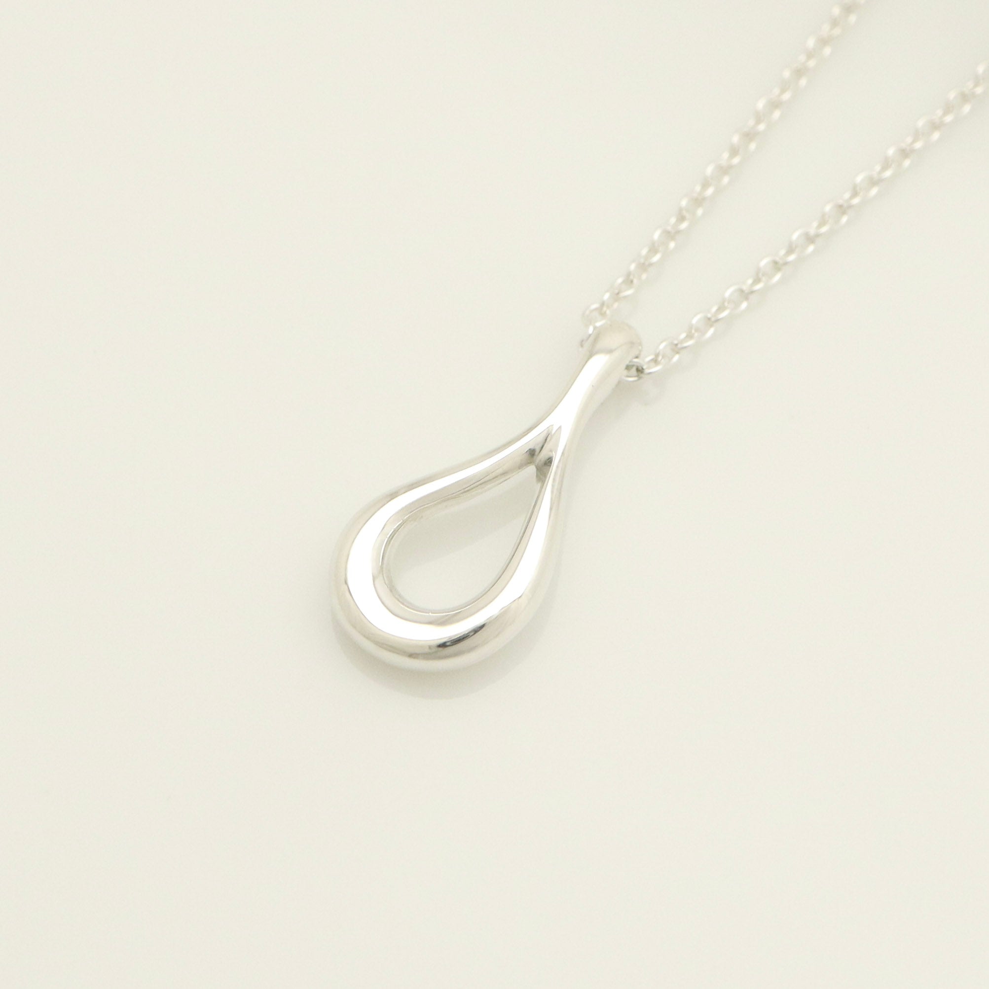  Tiffany & Co. Open Teardrop Necklace Pendant Sterling Silver 925 