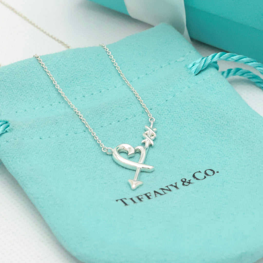  Tiffany & Co. Loving Heart Arrow Necklace Sterling Silver 925 
