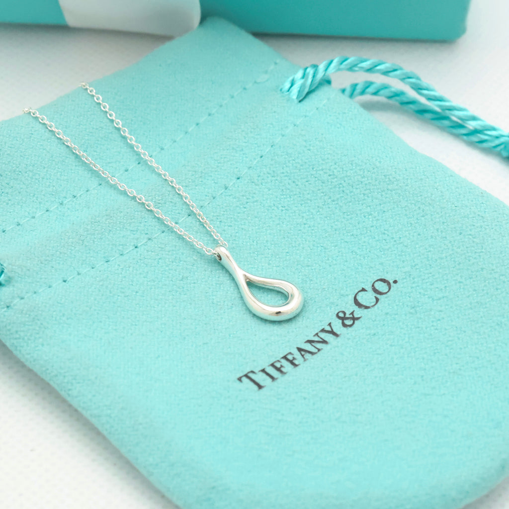  Tiffany & Co. Open Teardrop Necklace Pendant Sterling Silver 925 