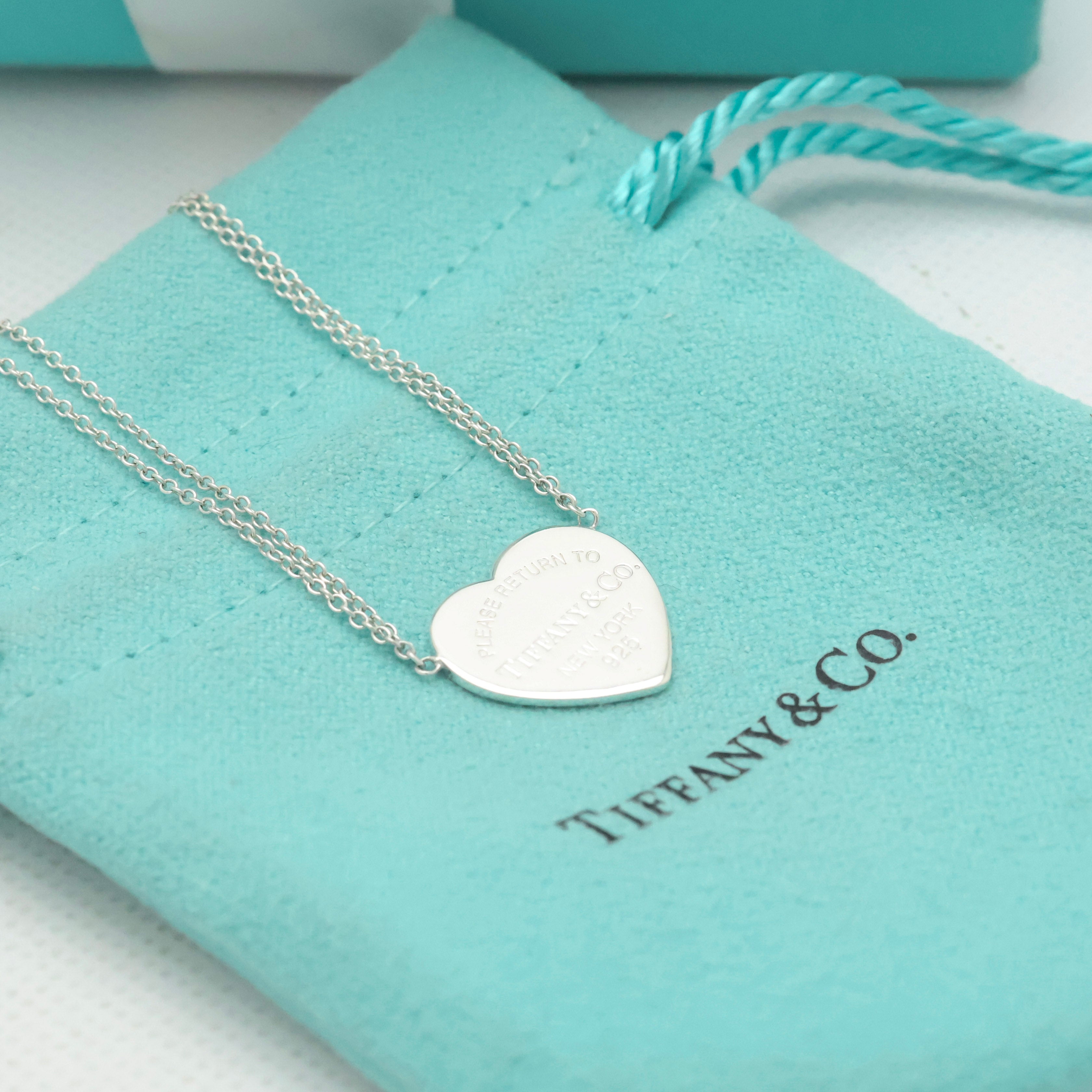 Tiffany & Co. Return to Heart Tag Double Chain Necklace Sterling Silver 925