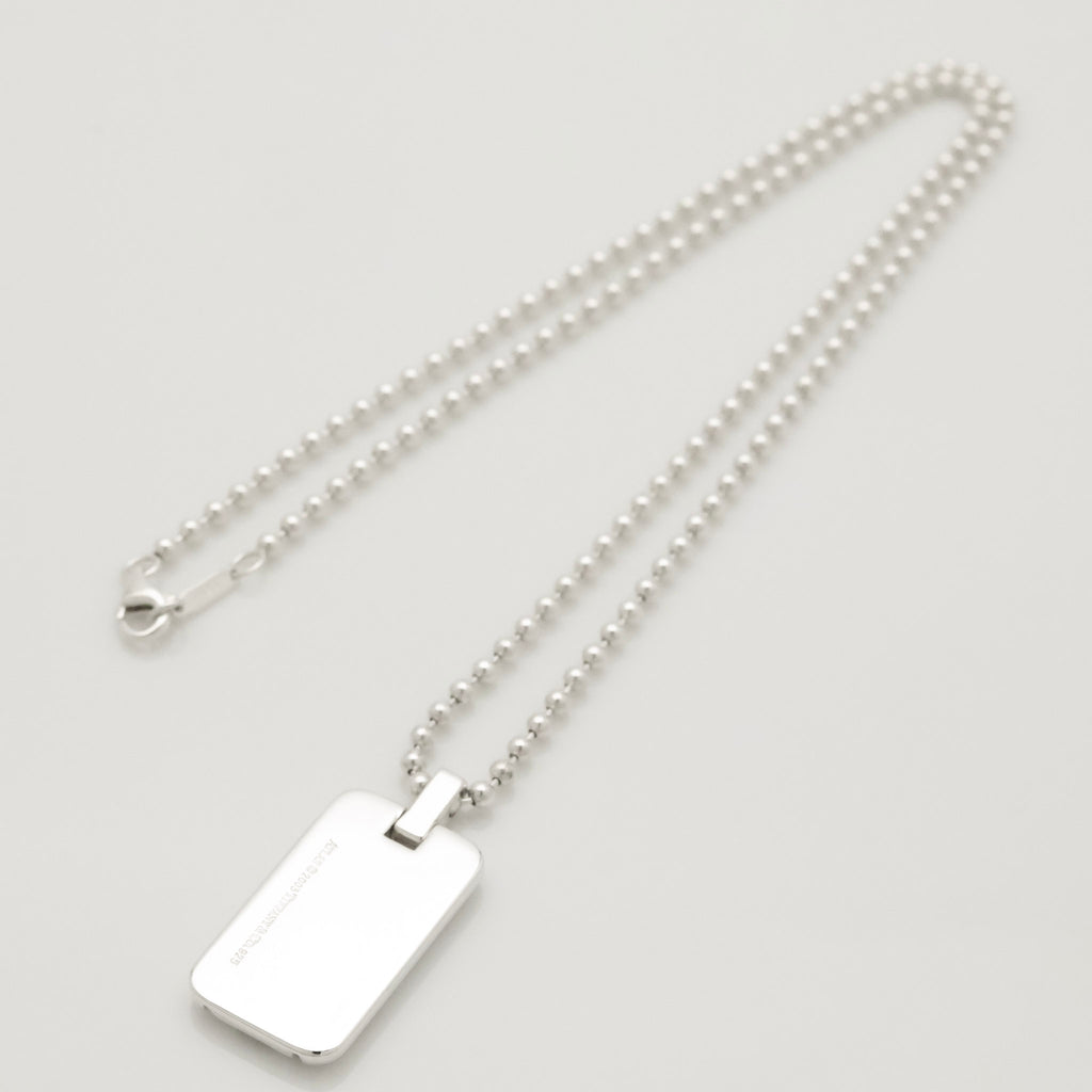 Tiffany & Co. Atlas Dog Tag Plate Ball Chain Necklace Sterling Silver 925