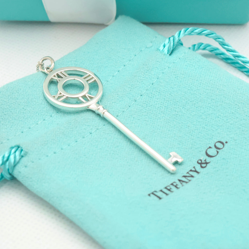  Tiffany & Co. Large Atlas Key Pendant Necklace Sterling Silver 925 