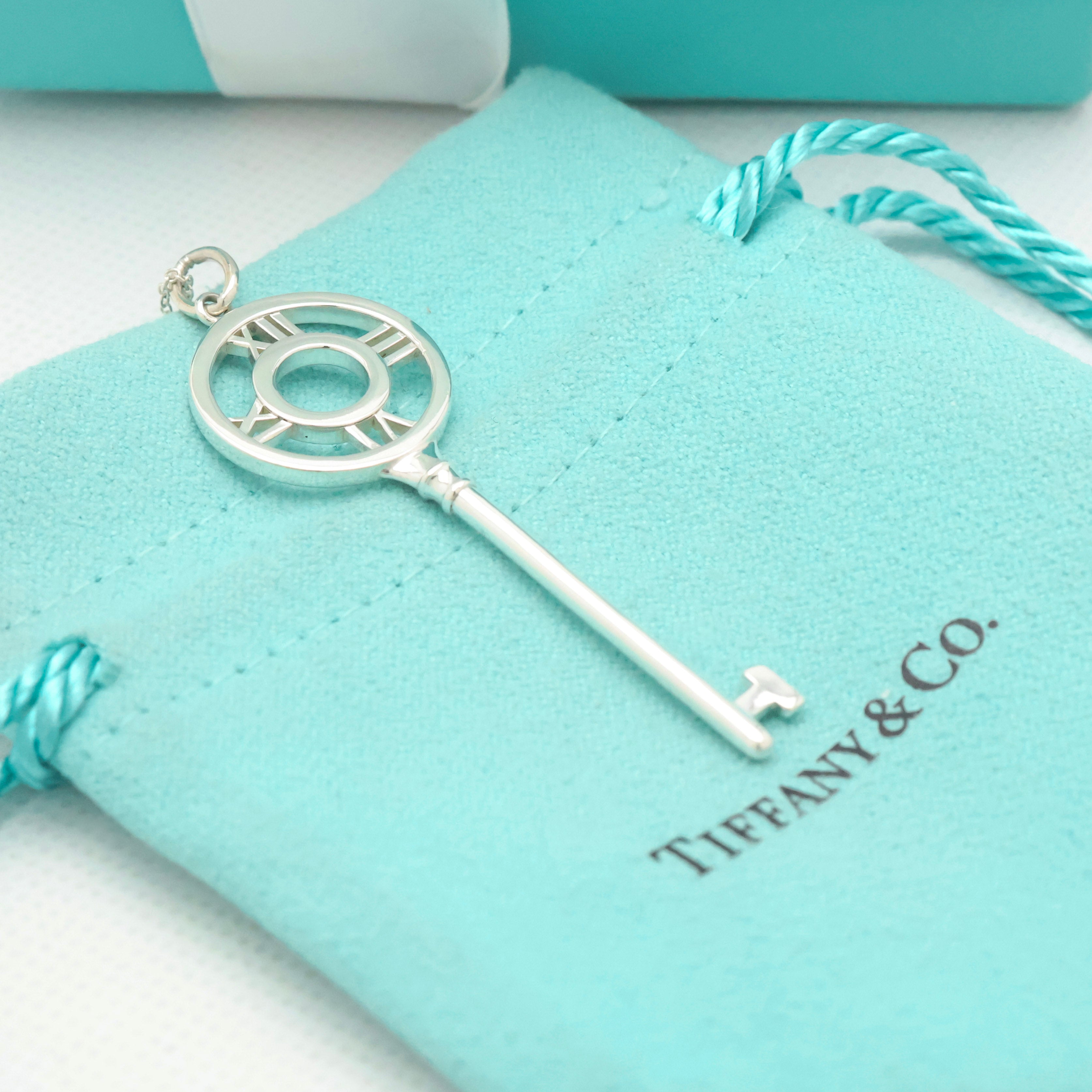  Tiffany & Co. Large Atlas Key Pendant Necklace Sterling Silver 925 