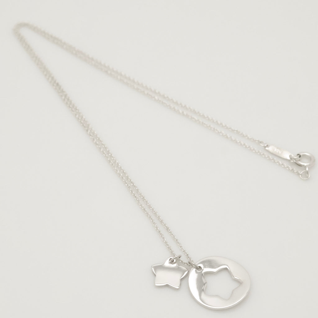 Tiffany & Co. Stencil Star Cutout Circle Necklace Sterling Silver 925 