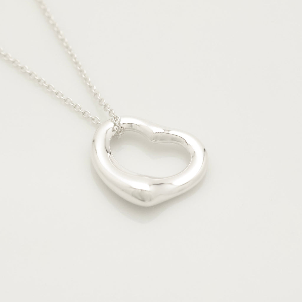 Tiffany & Co. Open Heart 16mm Pendant Necklace  Sterling Silver 925