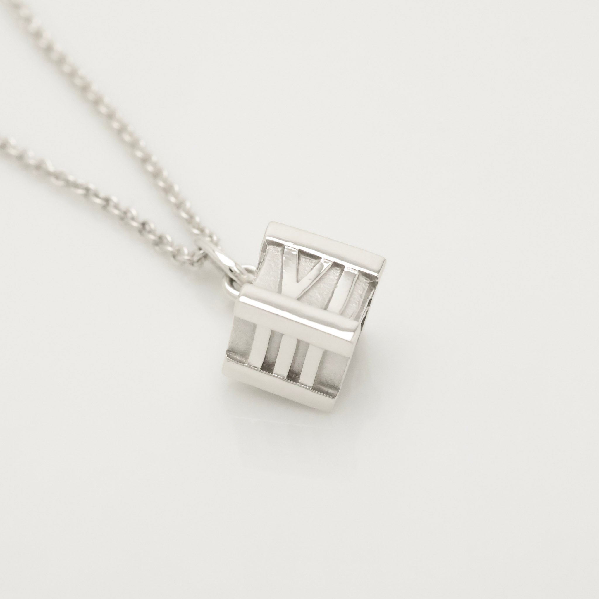  Tiffany & Co. Atlas Cube Necklace Pendant  Sterling Silver  925 