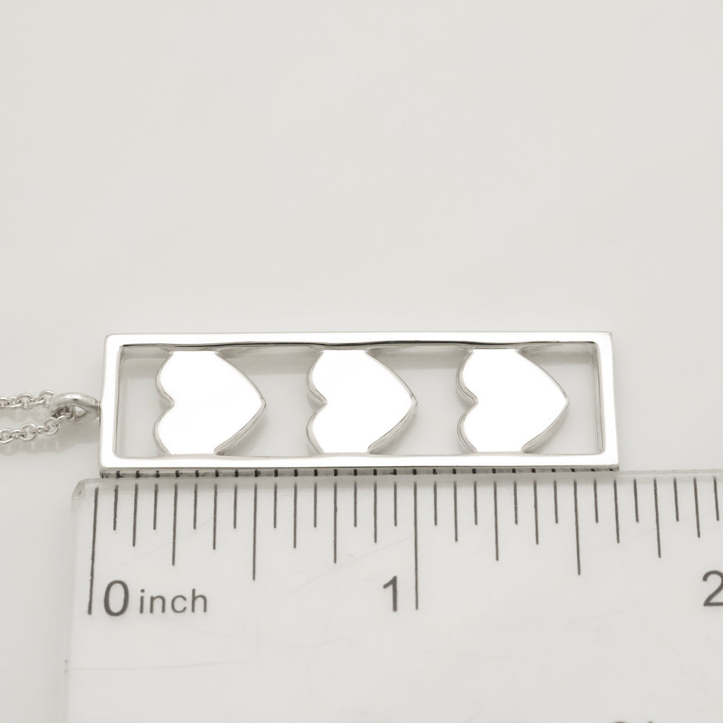 Tiffany & Co Triple Heart Plate Pendant Necklace Sterling Silver 925