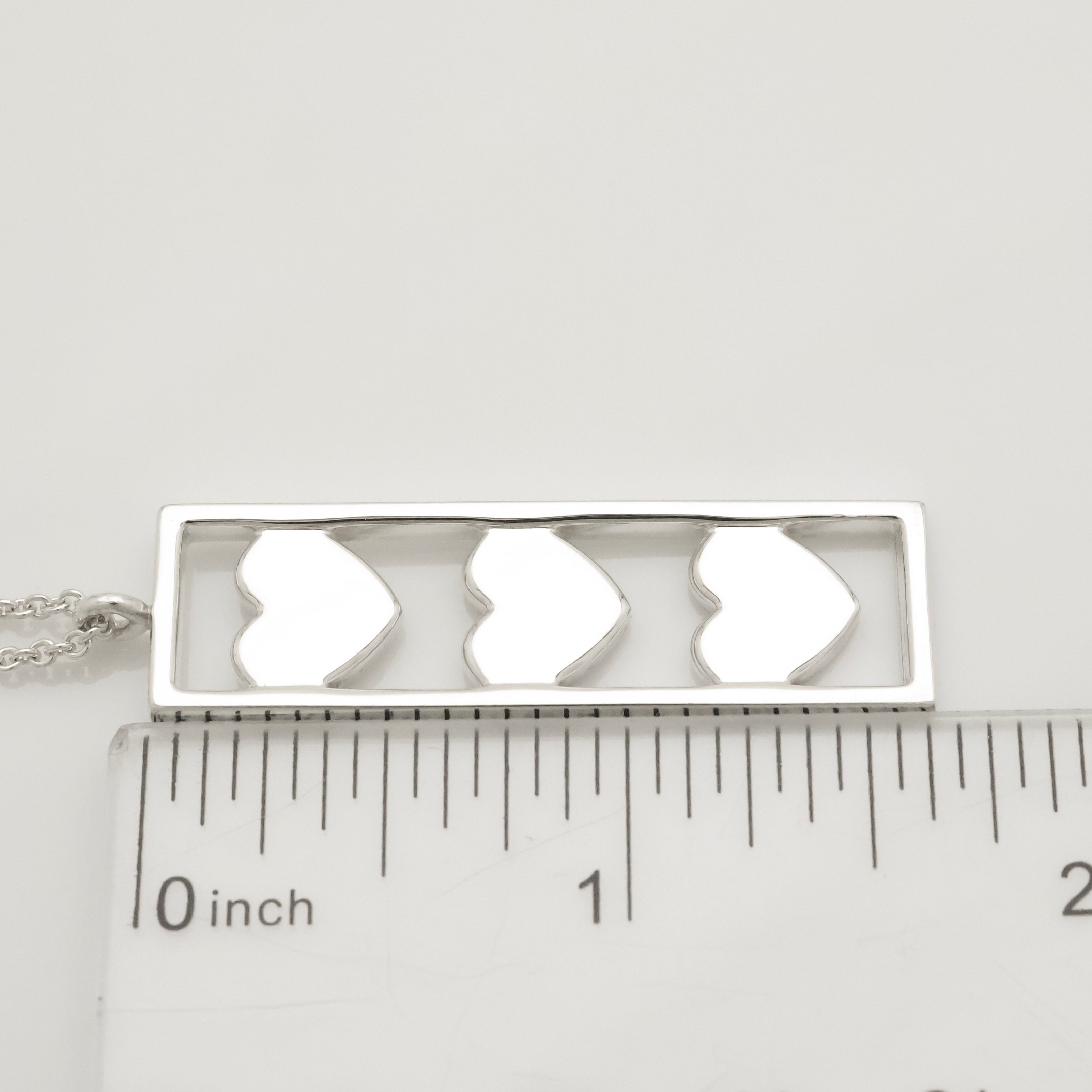 Tiffany & Co Triple Heart Plate Pendant Necklace Sterling Silver 925