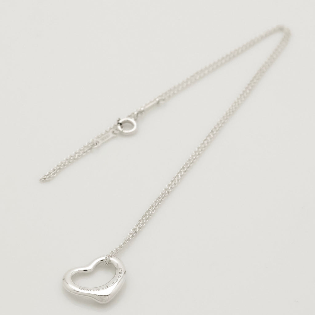 Tiffany & Co. Open Heart Pendant Necklace Sterling Silver 925