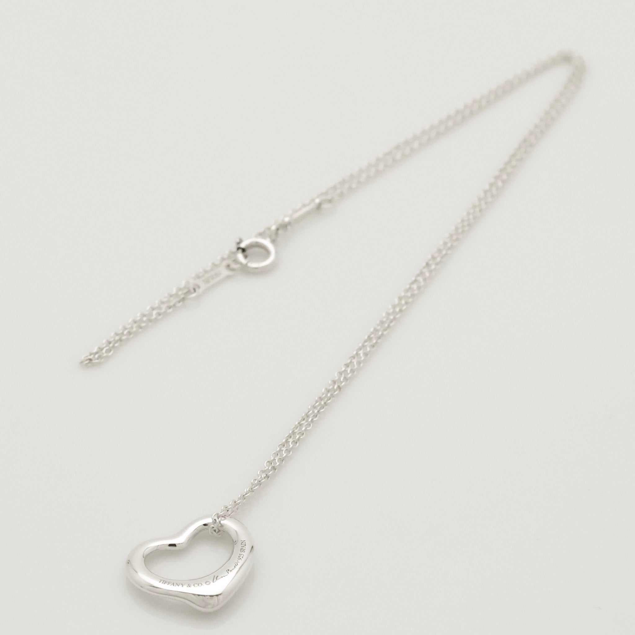 Tiffany & Co. Open Heart Pendant Necklace Sterling Silver 925
