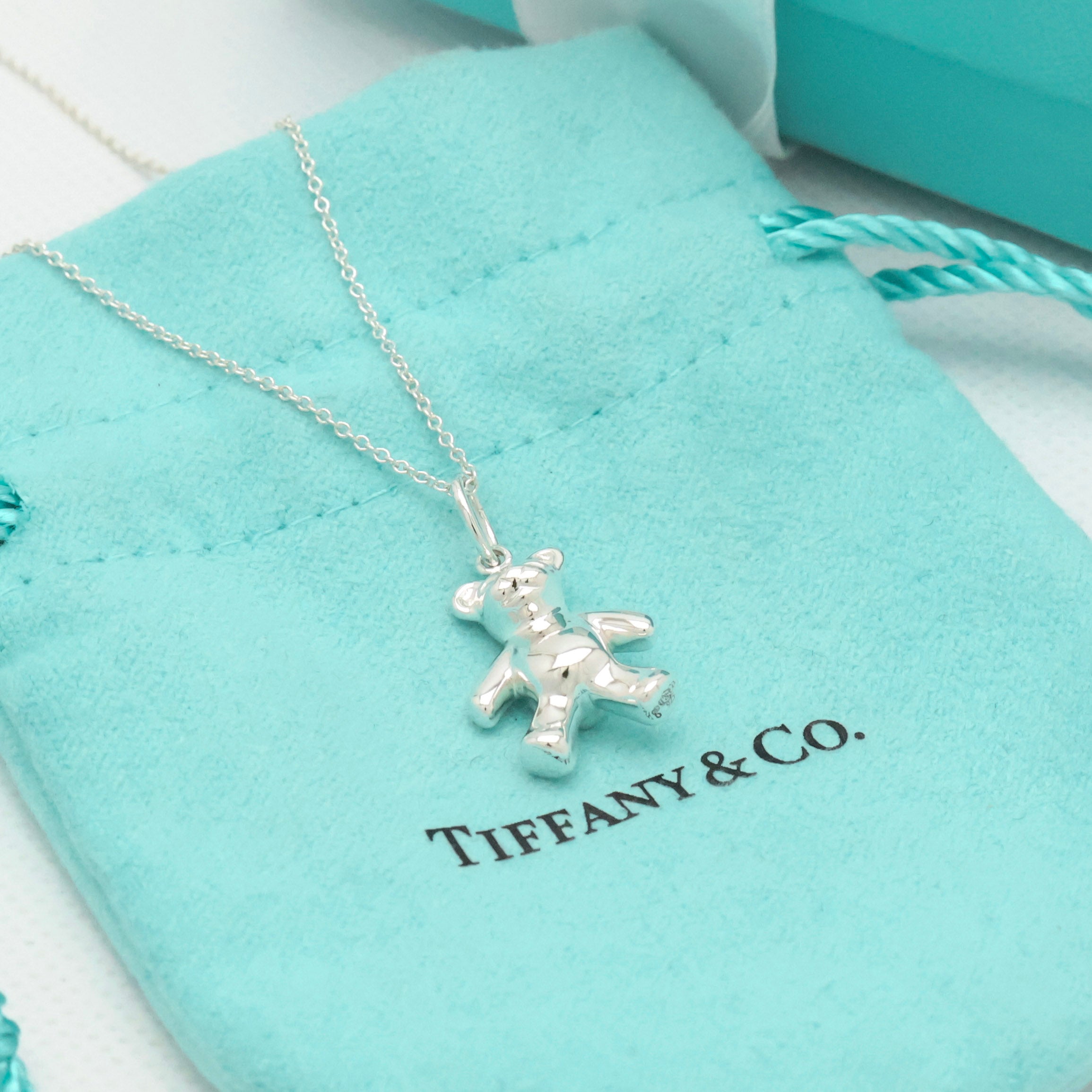 Tiffany & Co. Teddy Bear Pendant Necklace Sterling Silver 925 