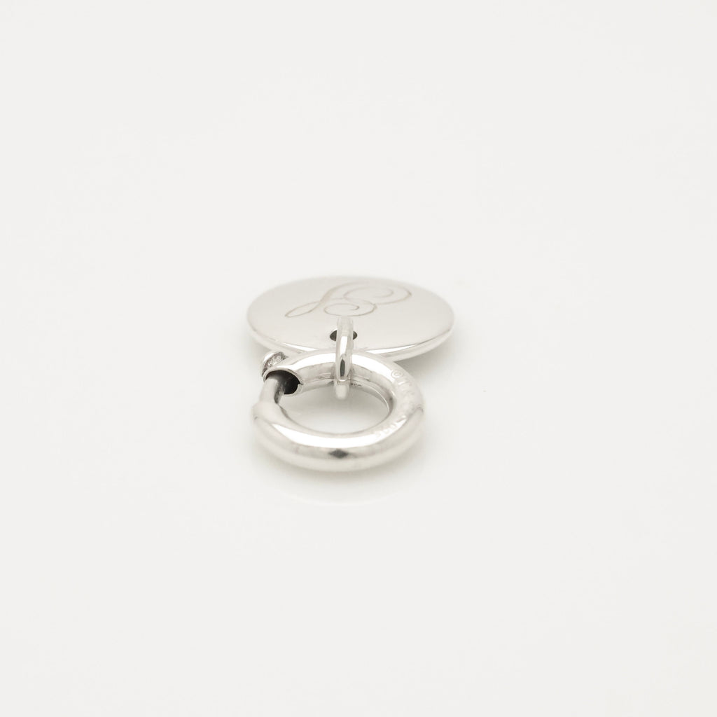 Tiffany & Co. Notes Letter S Disc Round Pendant Charm Sterling Silver 925