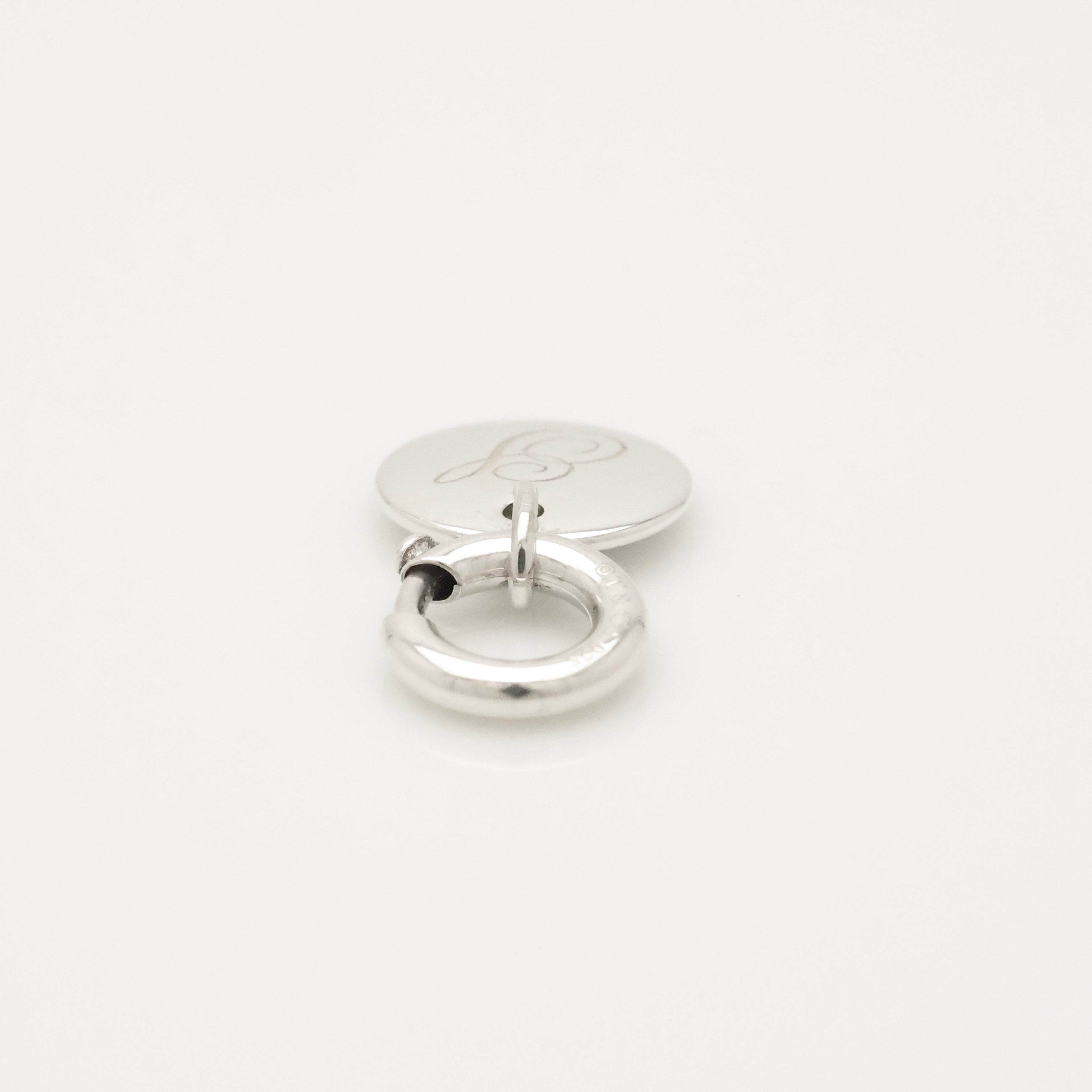 Tiffany & Co. Notes Letter S Disc Round Pendant Charm Sterling Silver 925