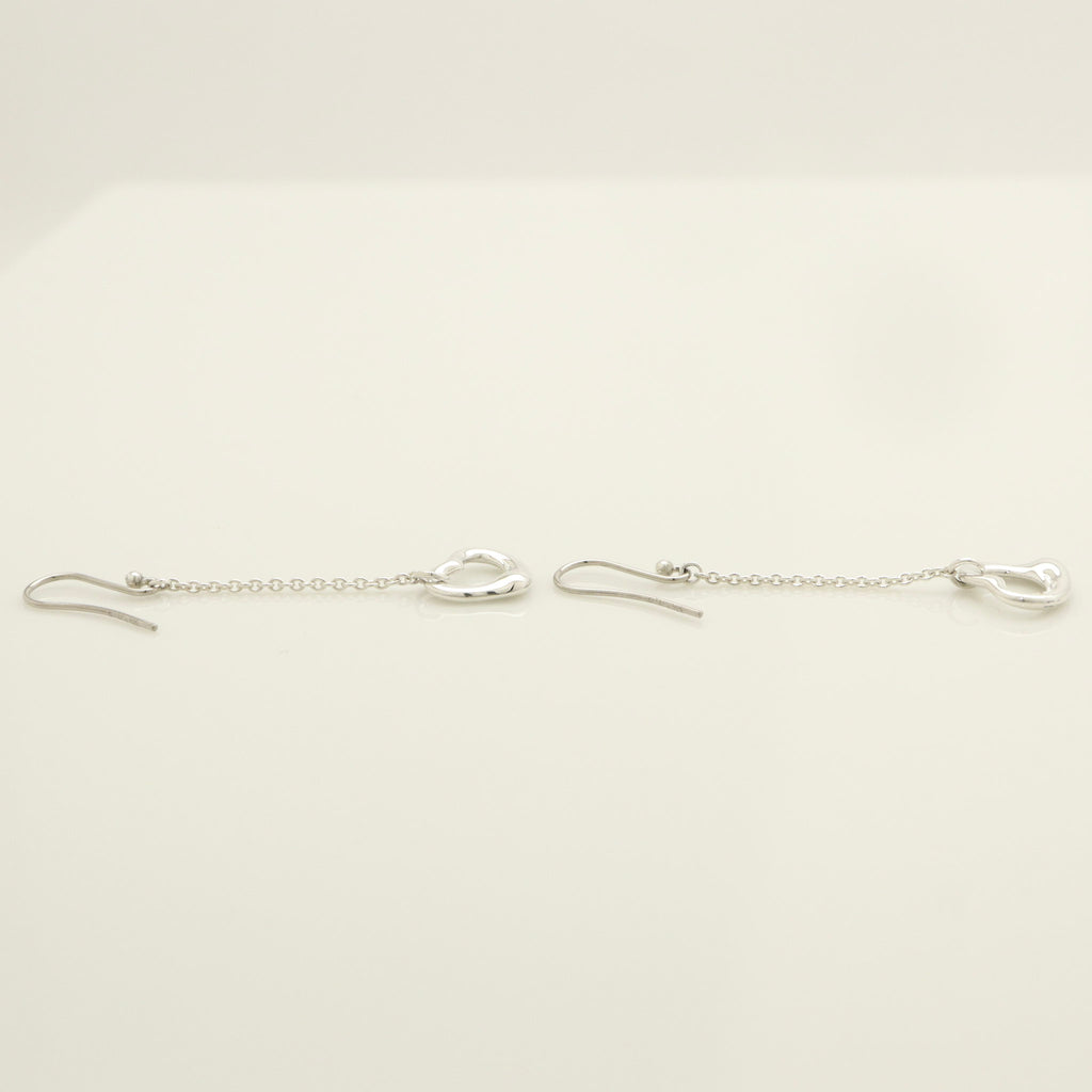Tiffany & Co Elsa Peretti Open Heart Drop Dangle Earrings Sterling Silver 925
