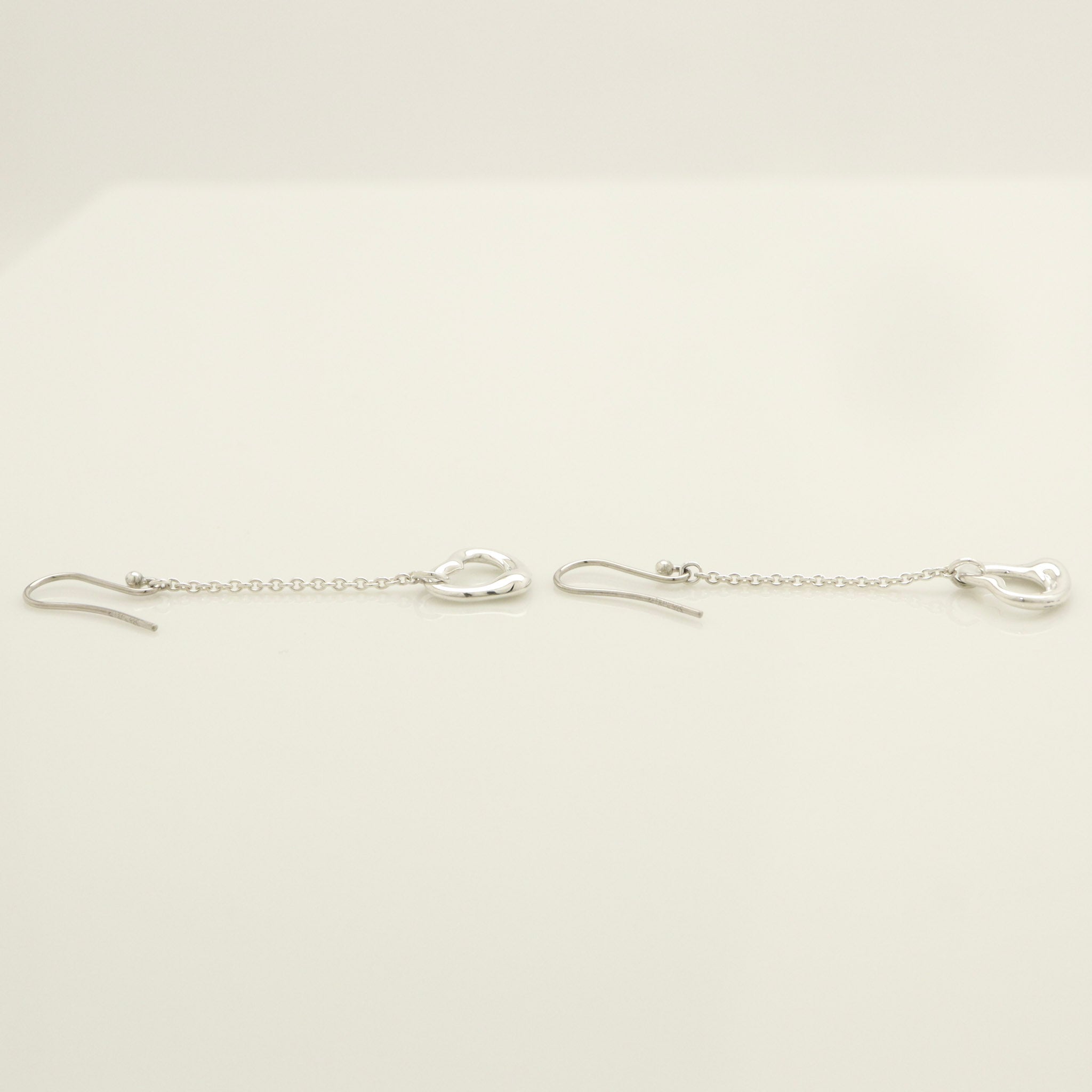 Tiffany & Co Elsa Peretti Open Heart Drop Dangle Earrings Sterling Silver 925