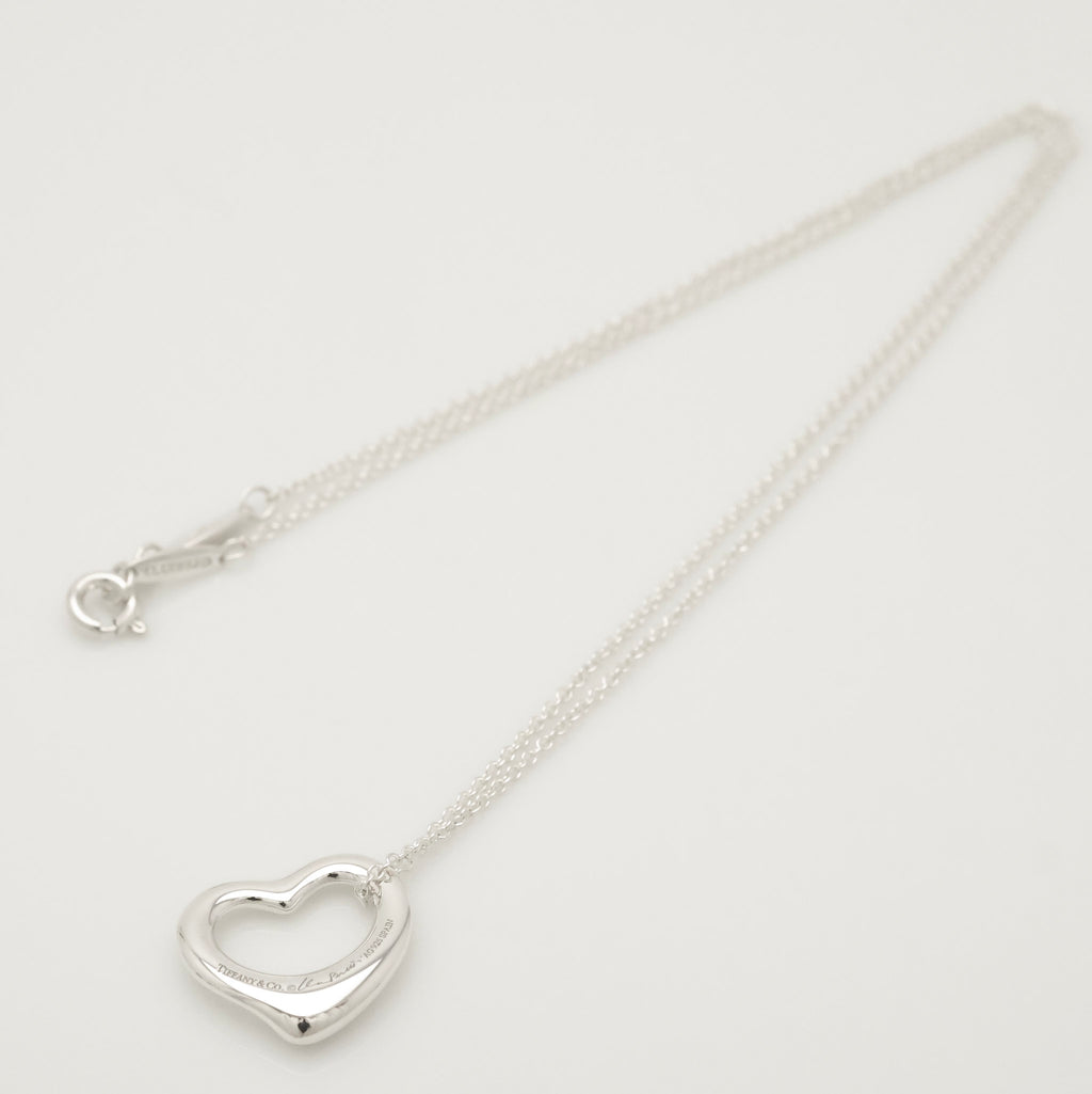 Tiffany & Co. Open Heart Pendant Necklace Sterling Silver 925