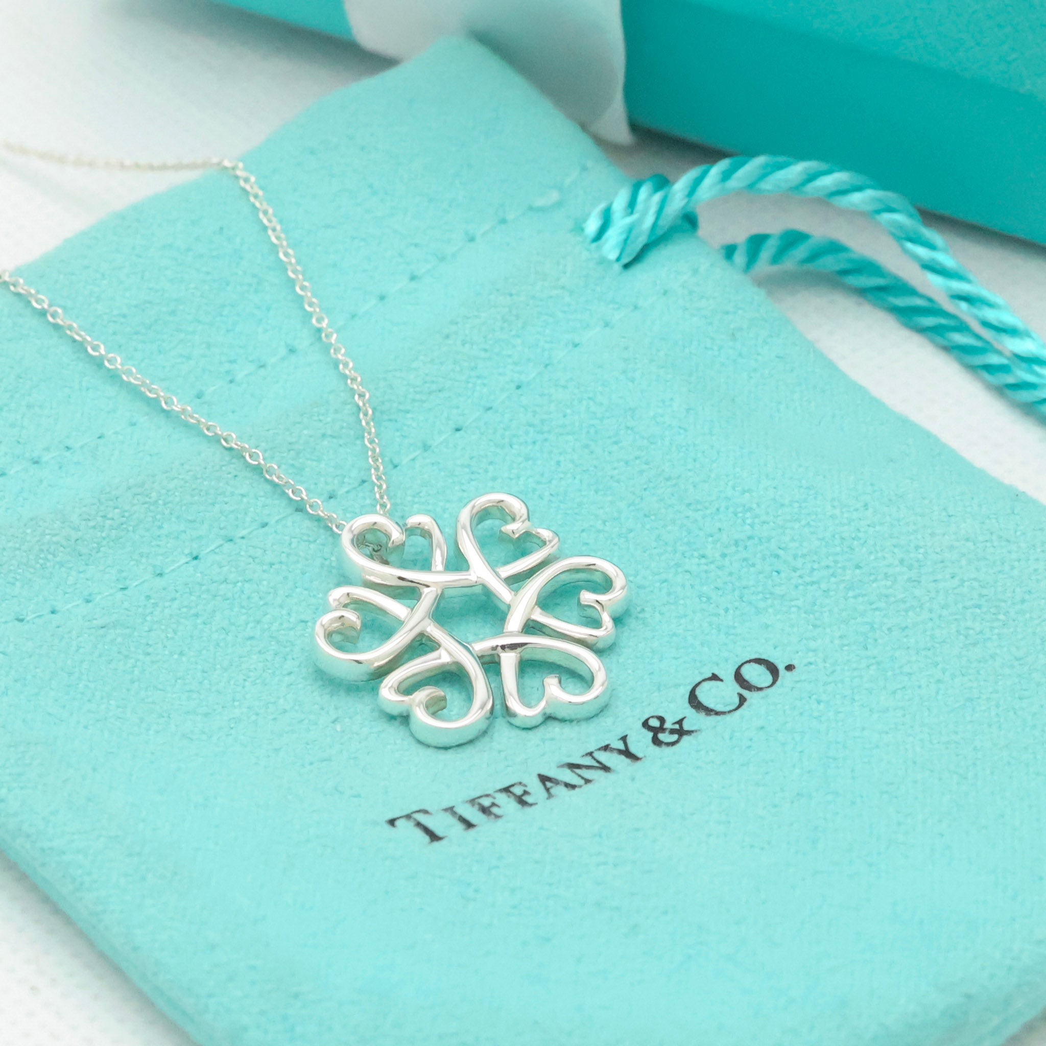 TIFFANY&Co. Clover Loving Heart Necklace Sterling Silver 925