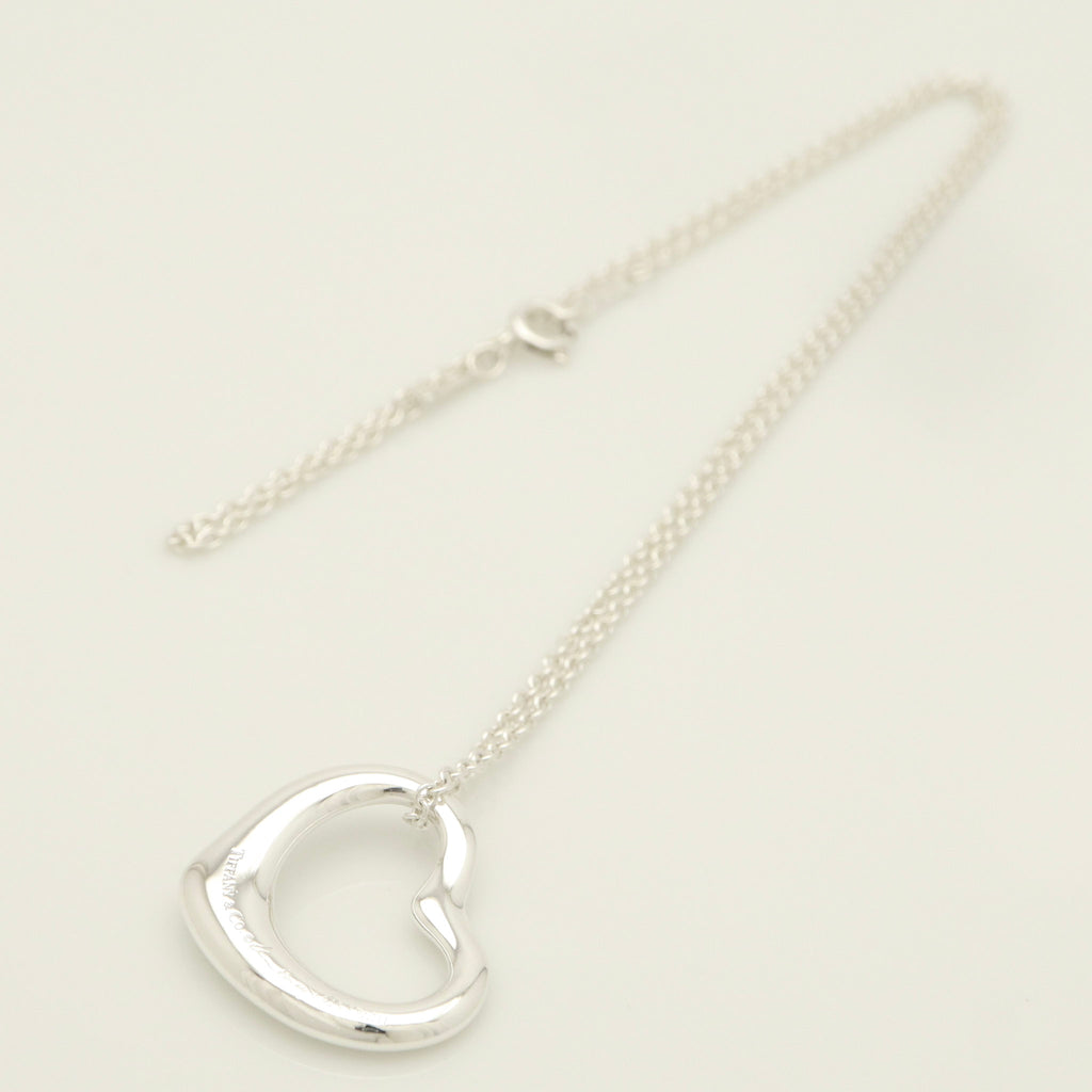 Tiffany & Co. Open Heart Pendant Necklace Sterling Silver 925