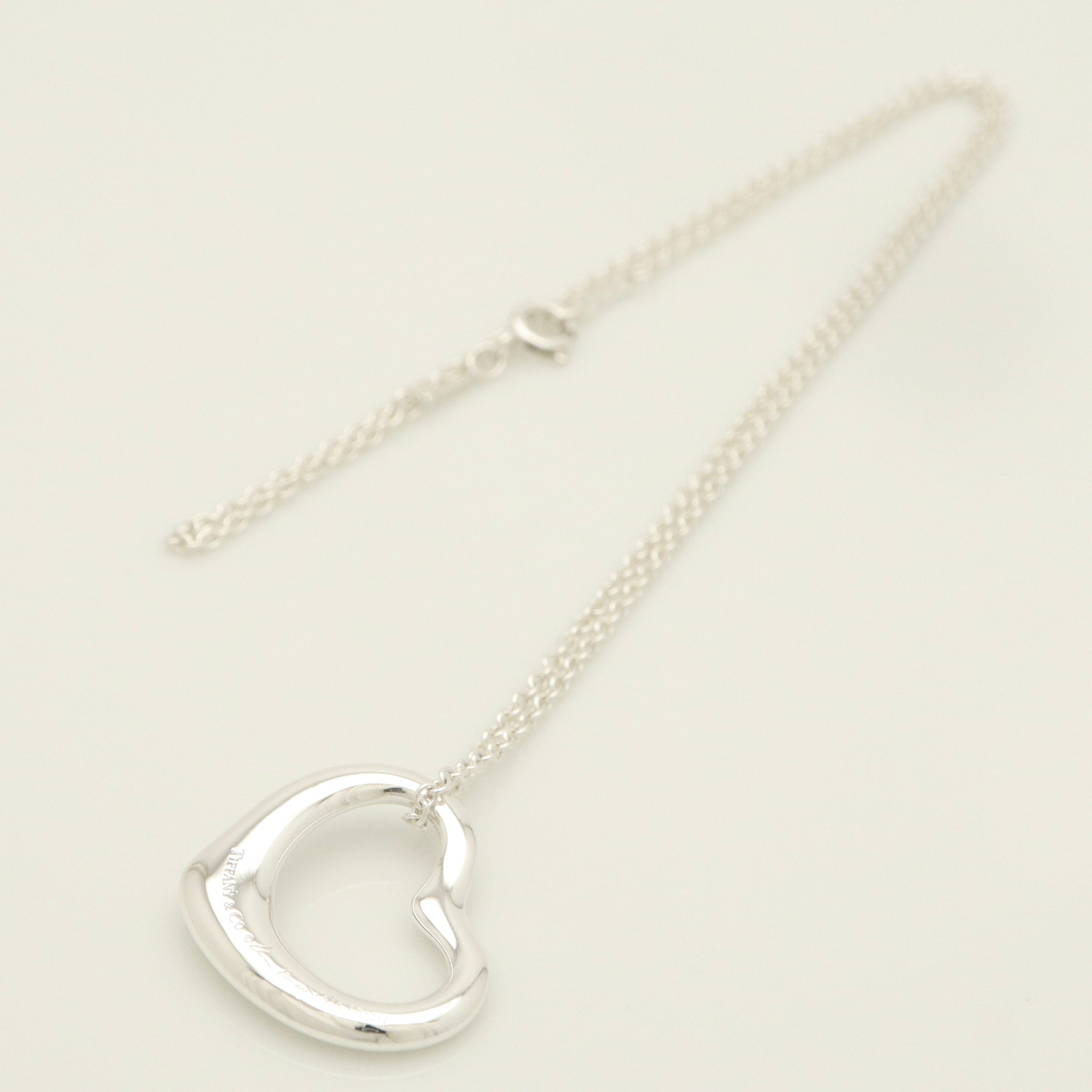 Tiffany & Co. Open Heart Pendant Necklace Sterling Silver 925