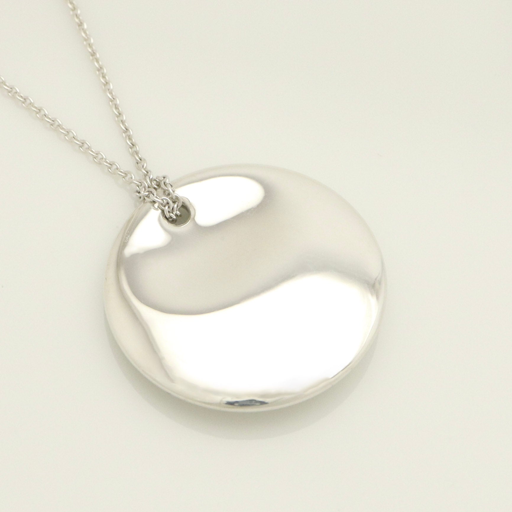 Tiffany & Co. Round Circle Disc Necklace Pendant  Sterling Silver  925