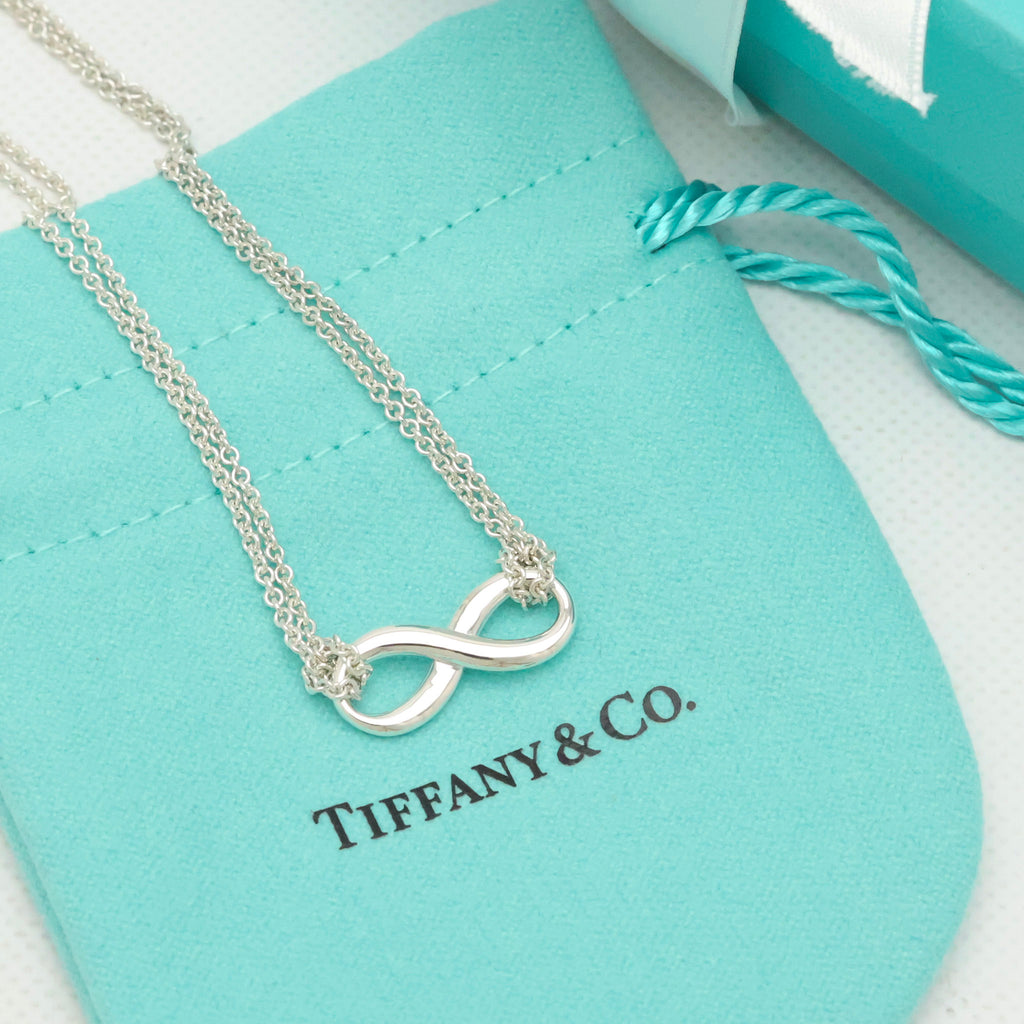 Tiffany & Co. Infinity Double Chain Necklace Sterling Silver 925