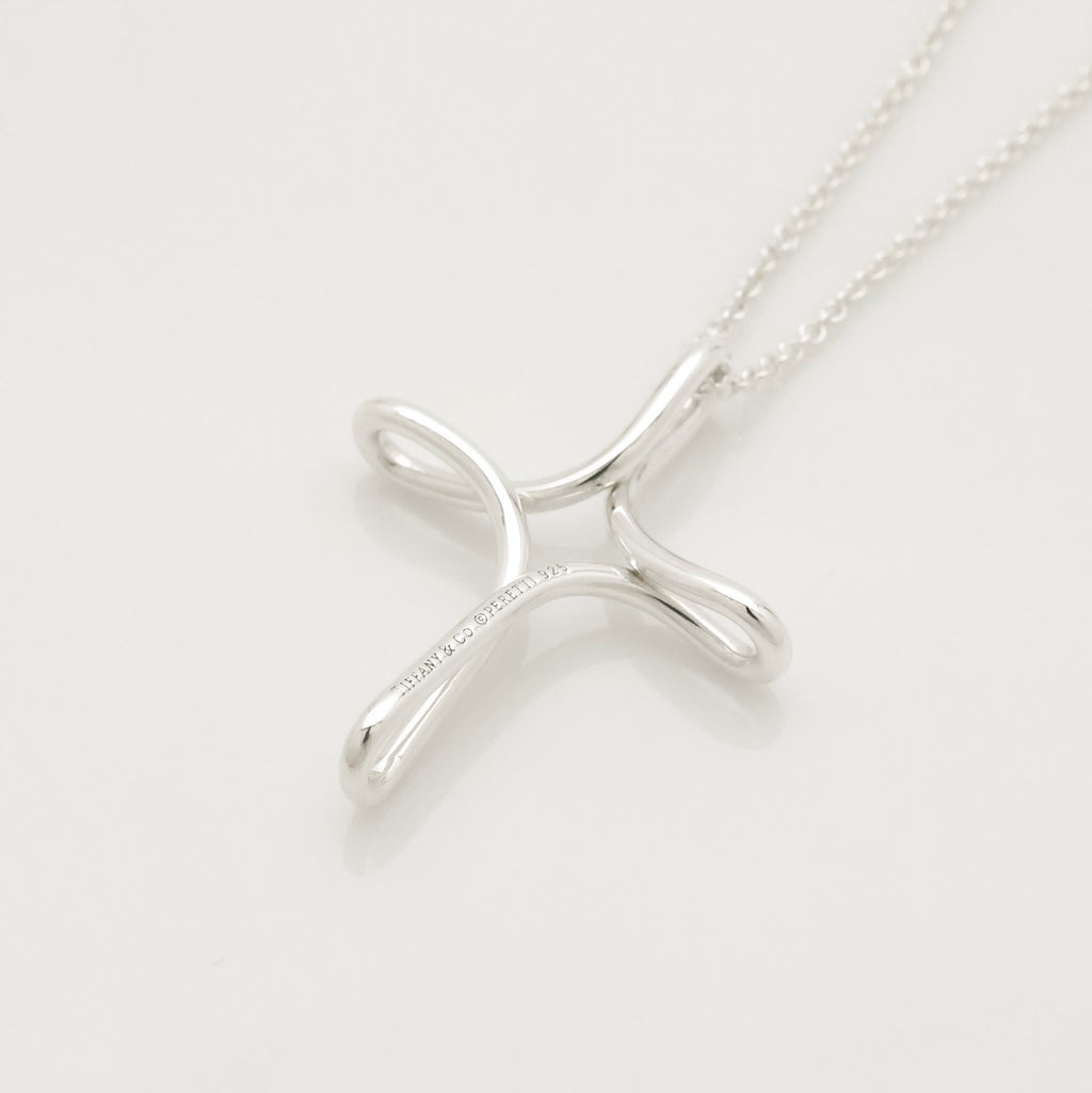TIFFANY & Co. Open Cross Infinity Elsa Peretti Necklace  Sterling Silver 925