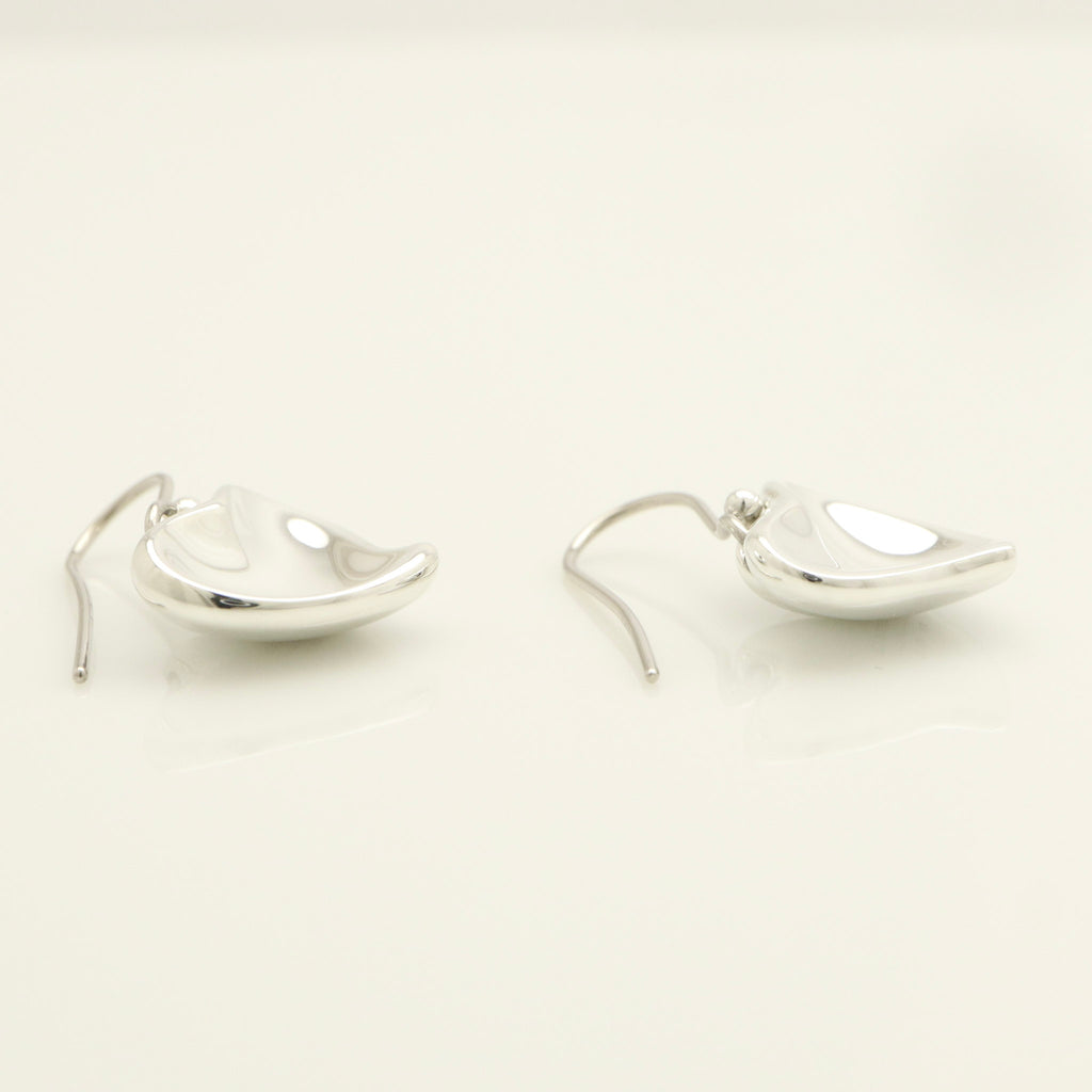 Tiffany & Co. Peretti Full Curved Heart Dangle Hook Earrings Sterling Silver 925