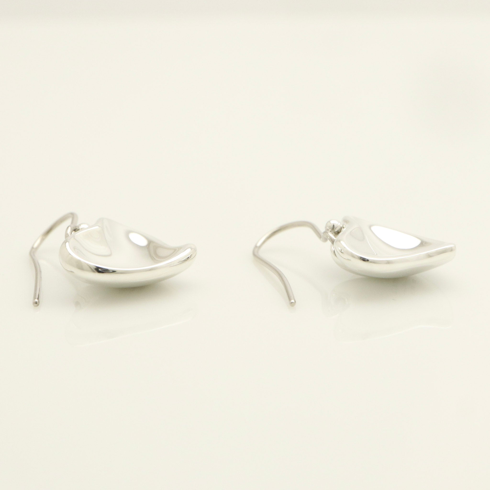 Tiffany & Co. Peretti Full Curved Heart Dangle Hook Earrings Sterling Silver 925