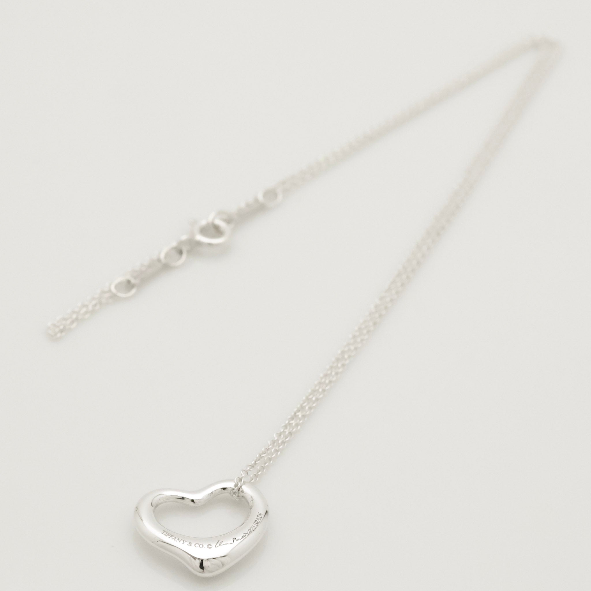 Tiffany & Co. Open Heart 16mm Pendant Necklace  Sterling Silver 925