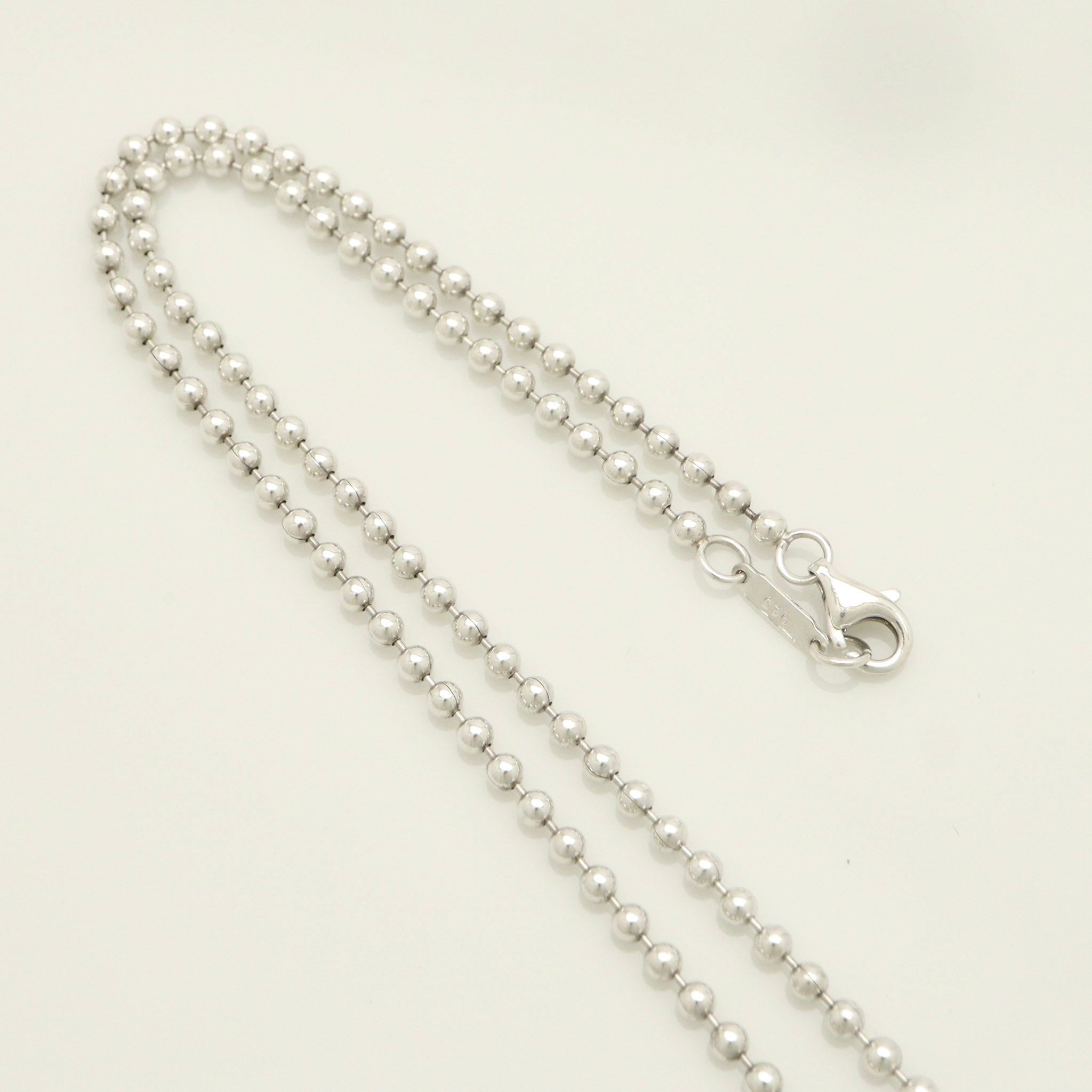 Tiffany & Co. Atlas Dog Tag Plate Ball Chain Necklace Sterling Silver 925
