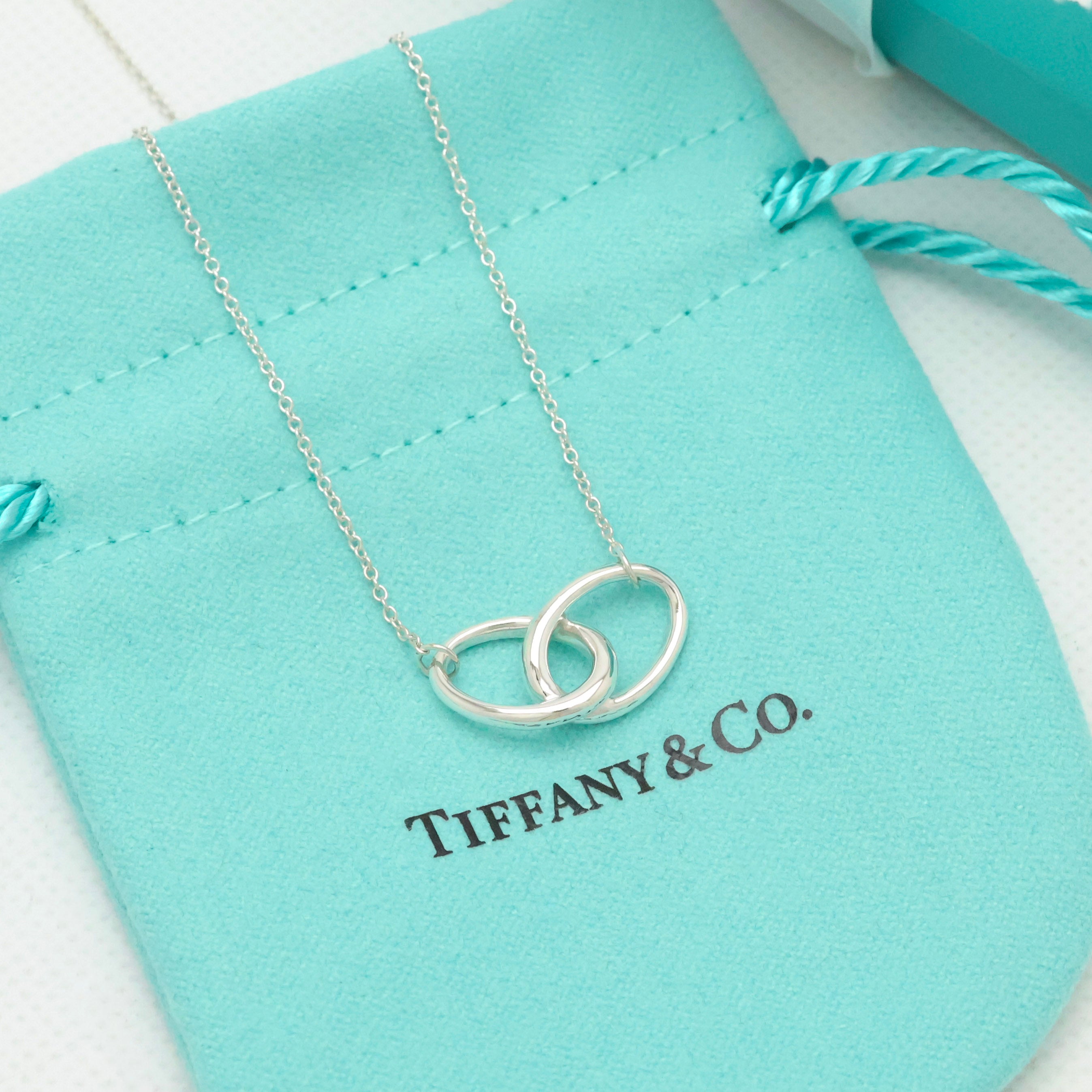  Tiffany & Co. Double Loop Necklace Pendant   Sterling Silver  925