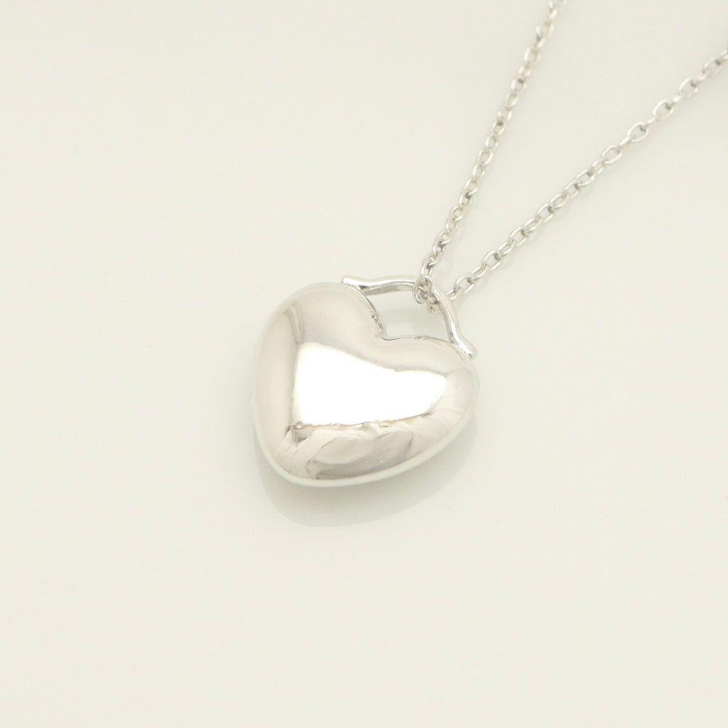 Tiffany & Co. Puff Heart Dangle Pendant Necklace Sterling Silver 925
