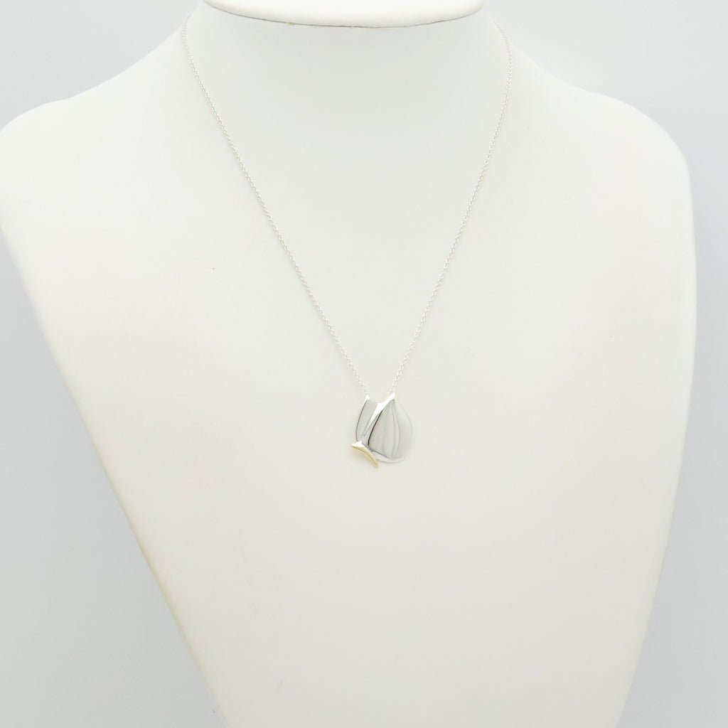 TIFFANY&Co. 蝶 バタフライ コンビ ネックレス AG925 AU750