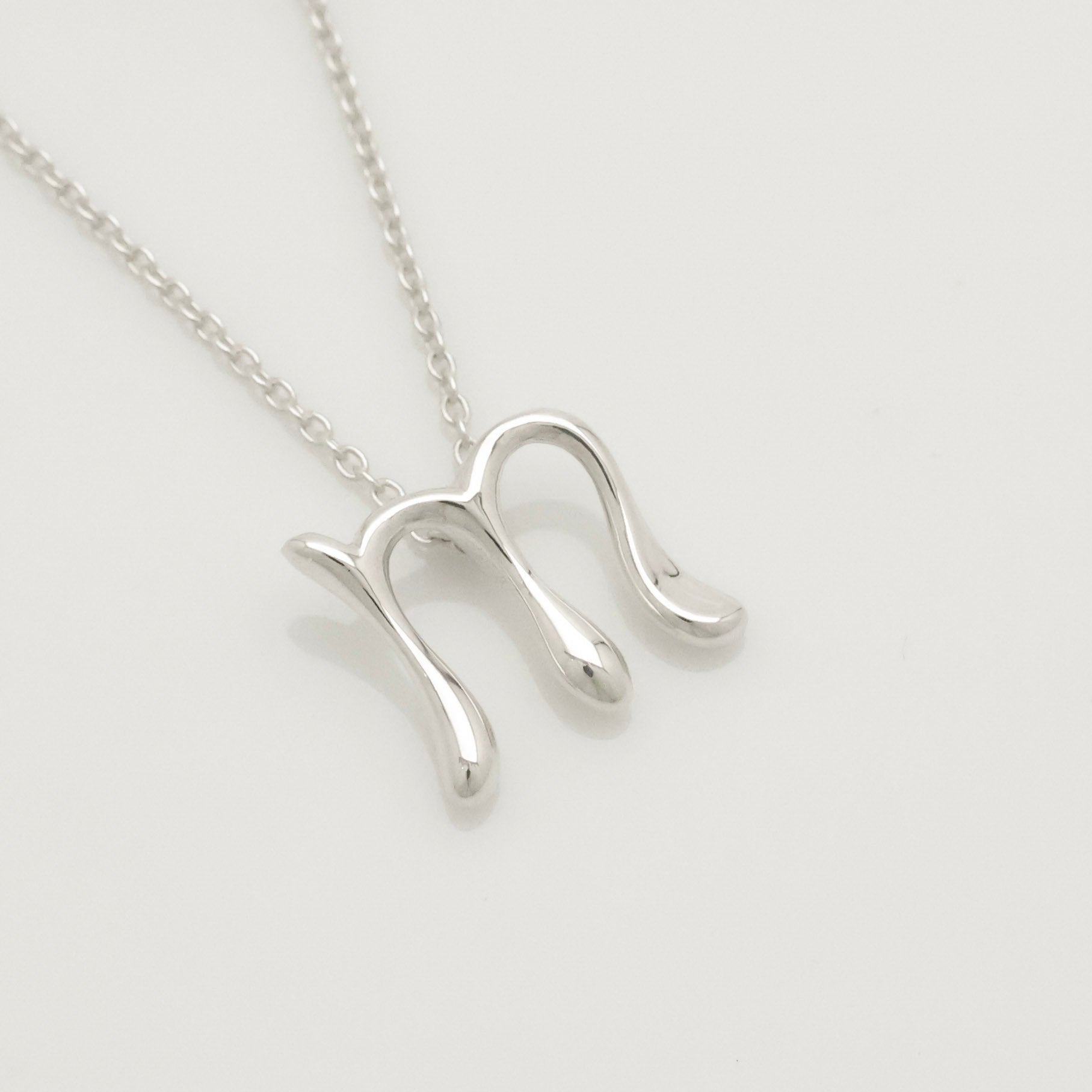 Tiffany & Co. Initial Letter "M" Necklace Pendant Sterling Silver 925