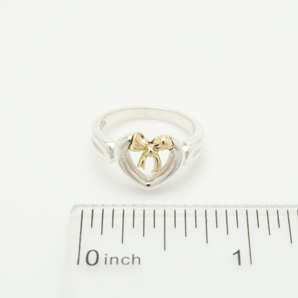 TIFFANY&Co. ハート リボン コンビ イエローゴールド リング 7 号 AG925 AU750