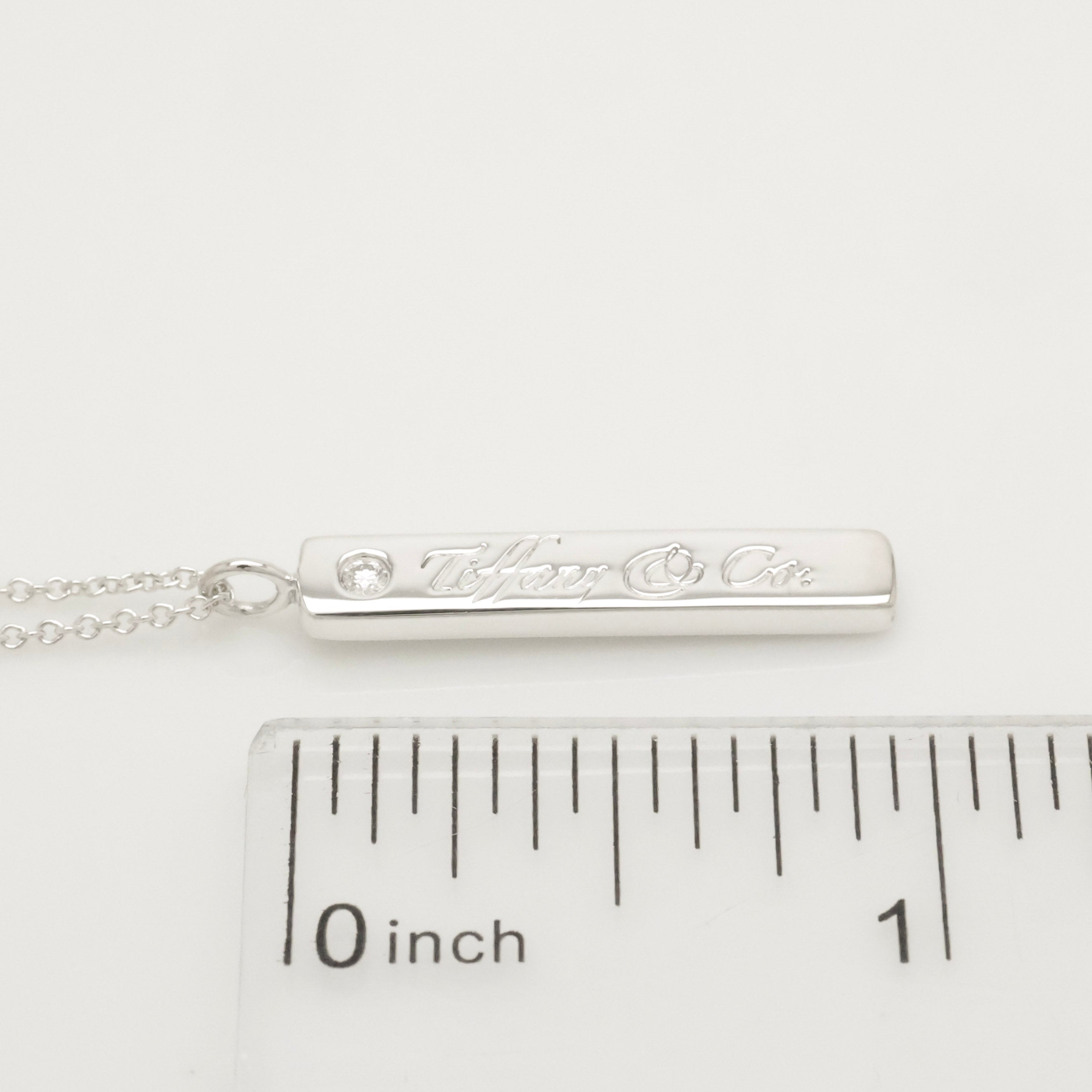 Tiffany & Co. Notes Diamond Bar Necklace Sterling Silver 925