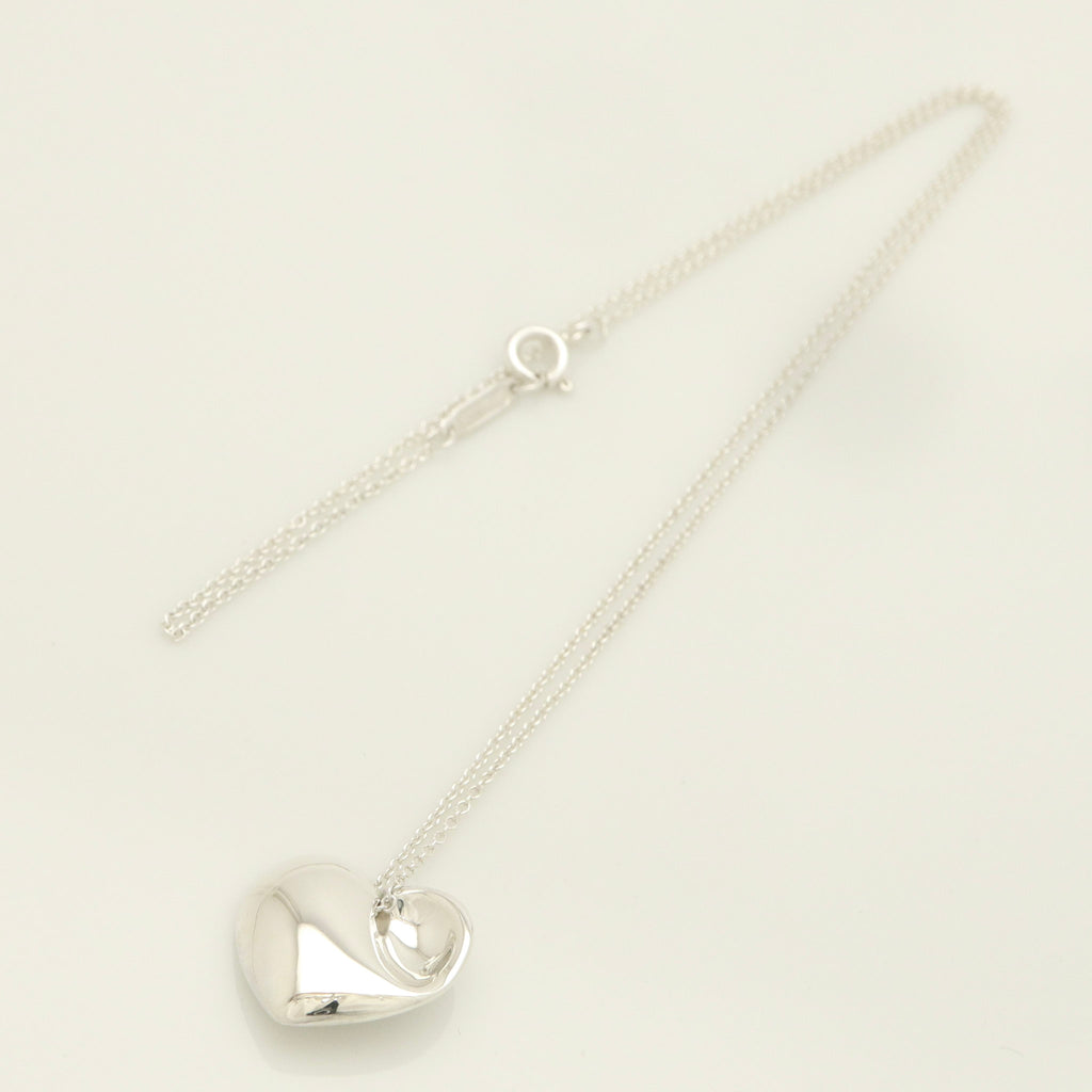 Tiffany & Co. Puff Heart Dangle Pendant Necklace Sterling Silver 925