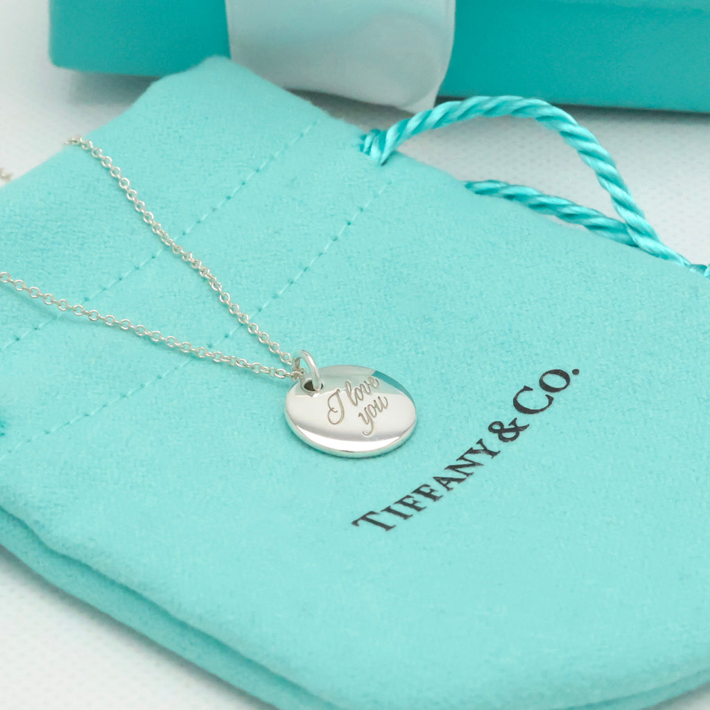  Tiffany & Co. Letter M Notes Initial Disc Necklace Sterling Silver 925